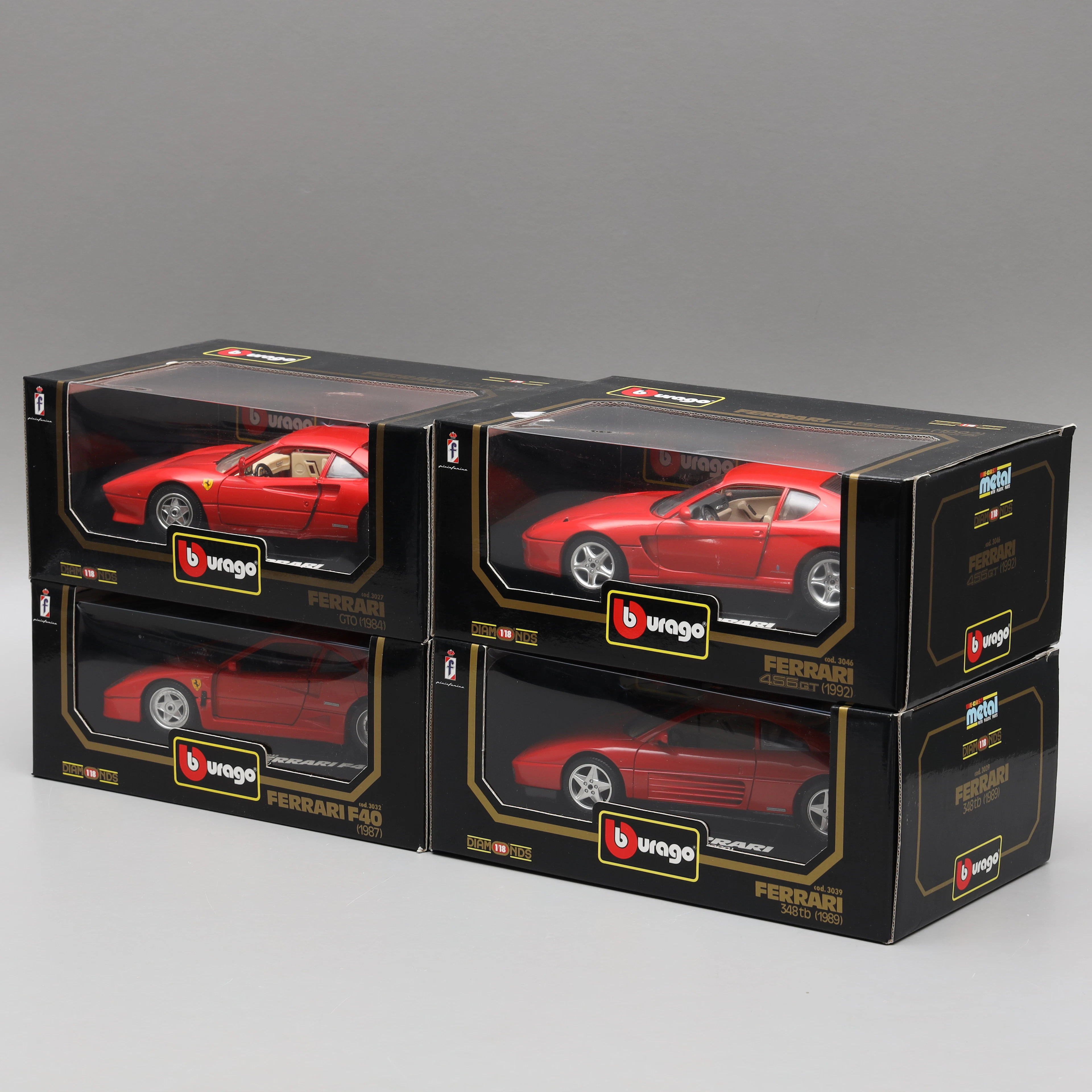 MODELLBILAR, 4 st, Ferrari 348tb 1989, Ferrari 456GT 1992, Ferrari