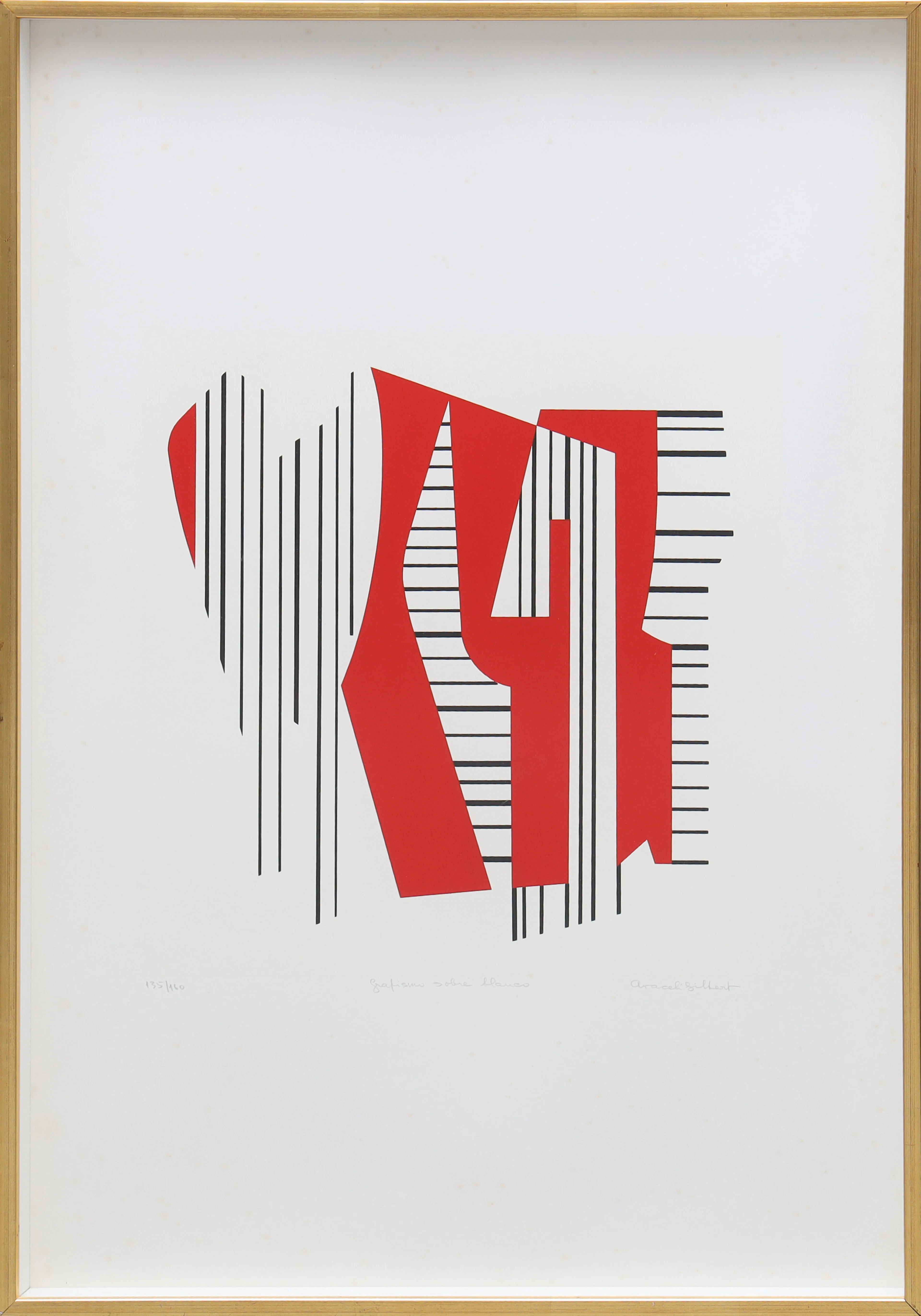 ARACELI GILBERT (1913-1993). seriegrafi, "Grafismo sobre blanco"