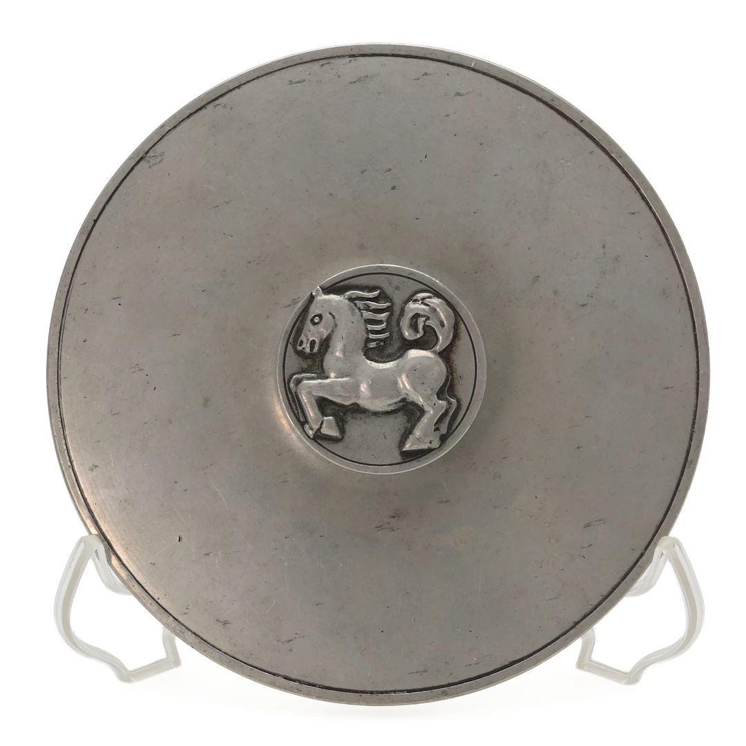 HANDSPEGEL, tenn, dekor av häst, swedish grace, 1920/1930-tal.