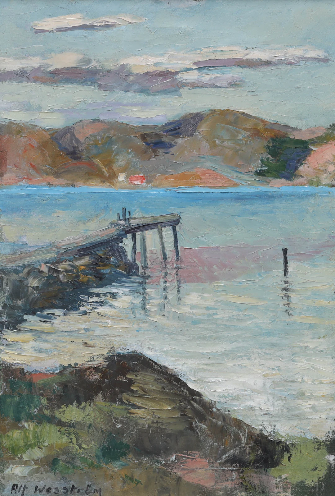 ALF WESSTRÖM. olja på duk, "Gullmarsbaden Lysekil", signerad.