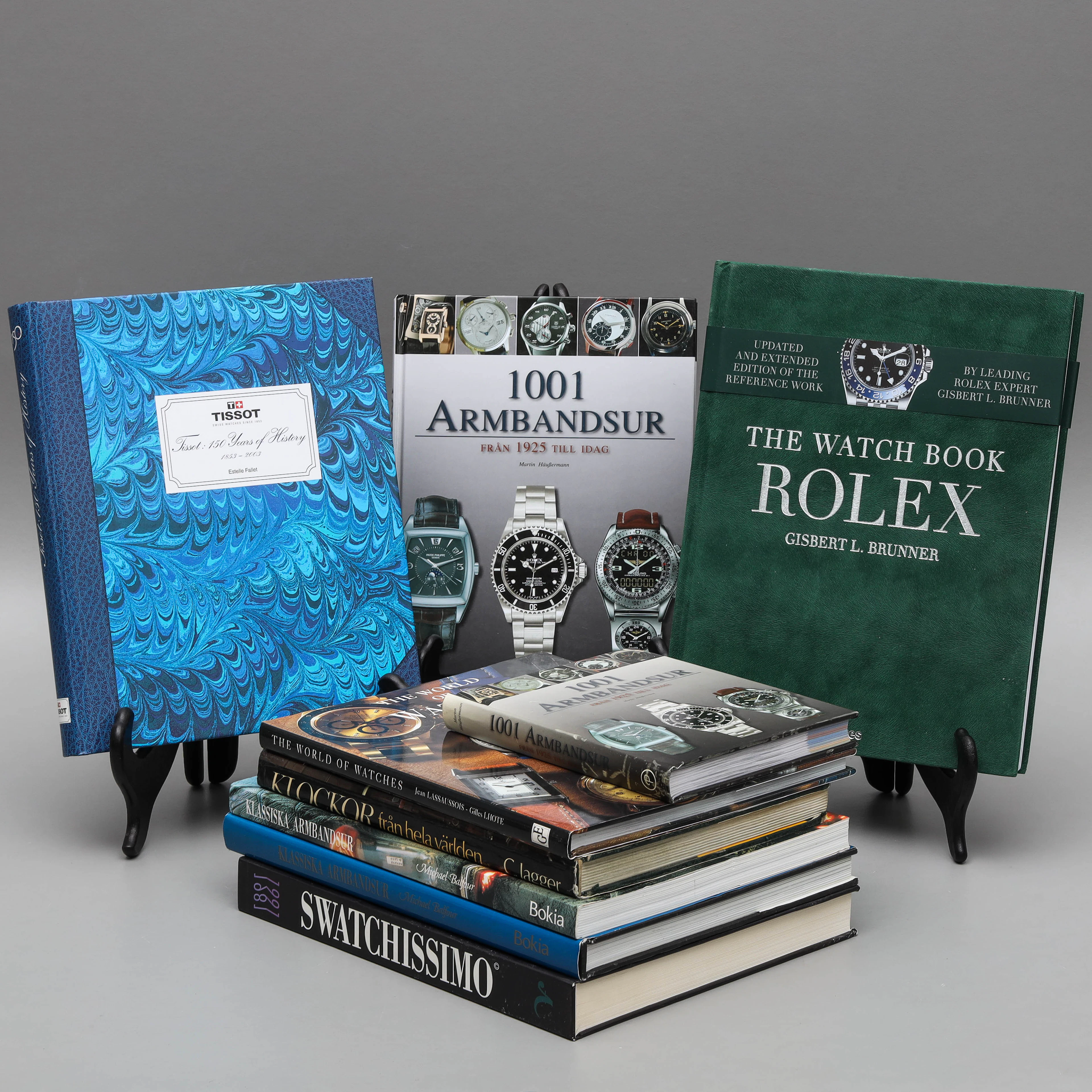 BÖCKER OM ARMBANDSUR, 9 st, bland annat " The watch book Rolex", "Tissot: