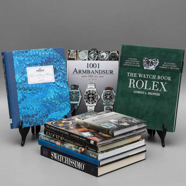 BÖCKER OM ARMBANDSUR, 9 st, bland annat " The watch book Rolex", "Tissot: