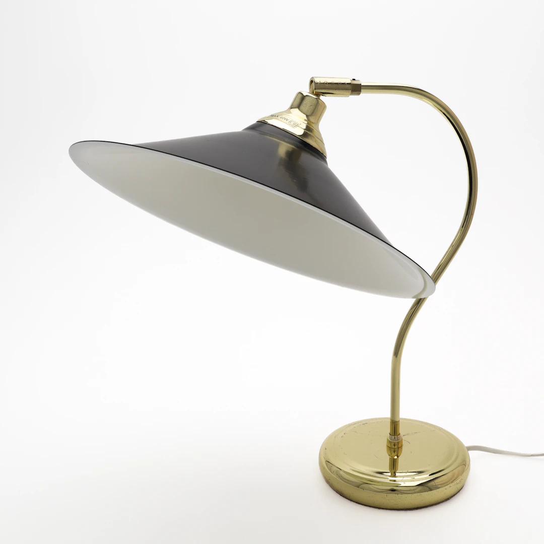 BORDSLAMPA, metall, svartlackad skärm, "Skomakarlampa", Ikea, 1980-tal.
