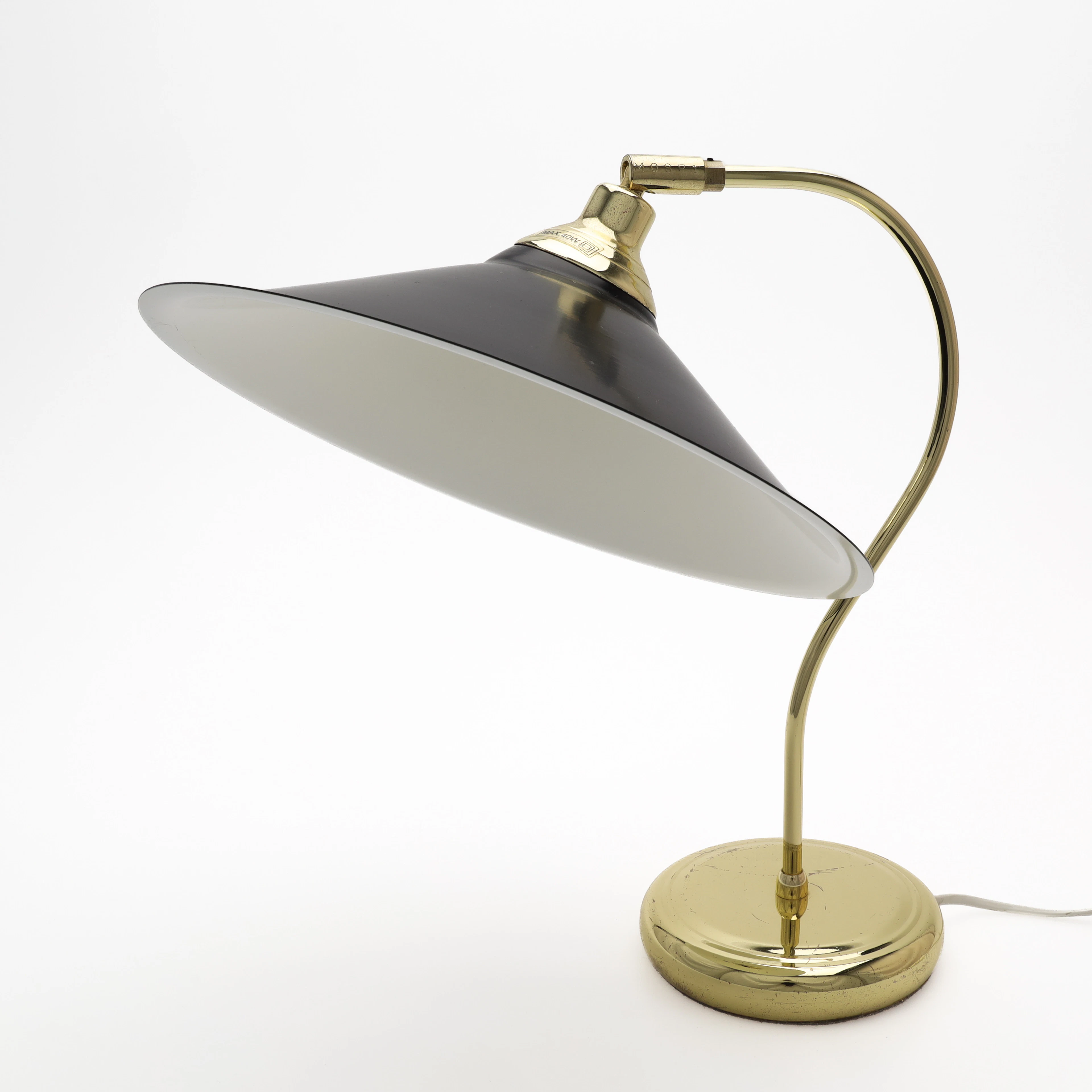 BORDSLAMPA, metall, svartlackad skärm, "Skomakarlampa", Ikea, 1980-tal.