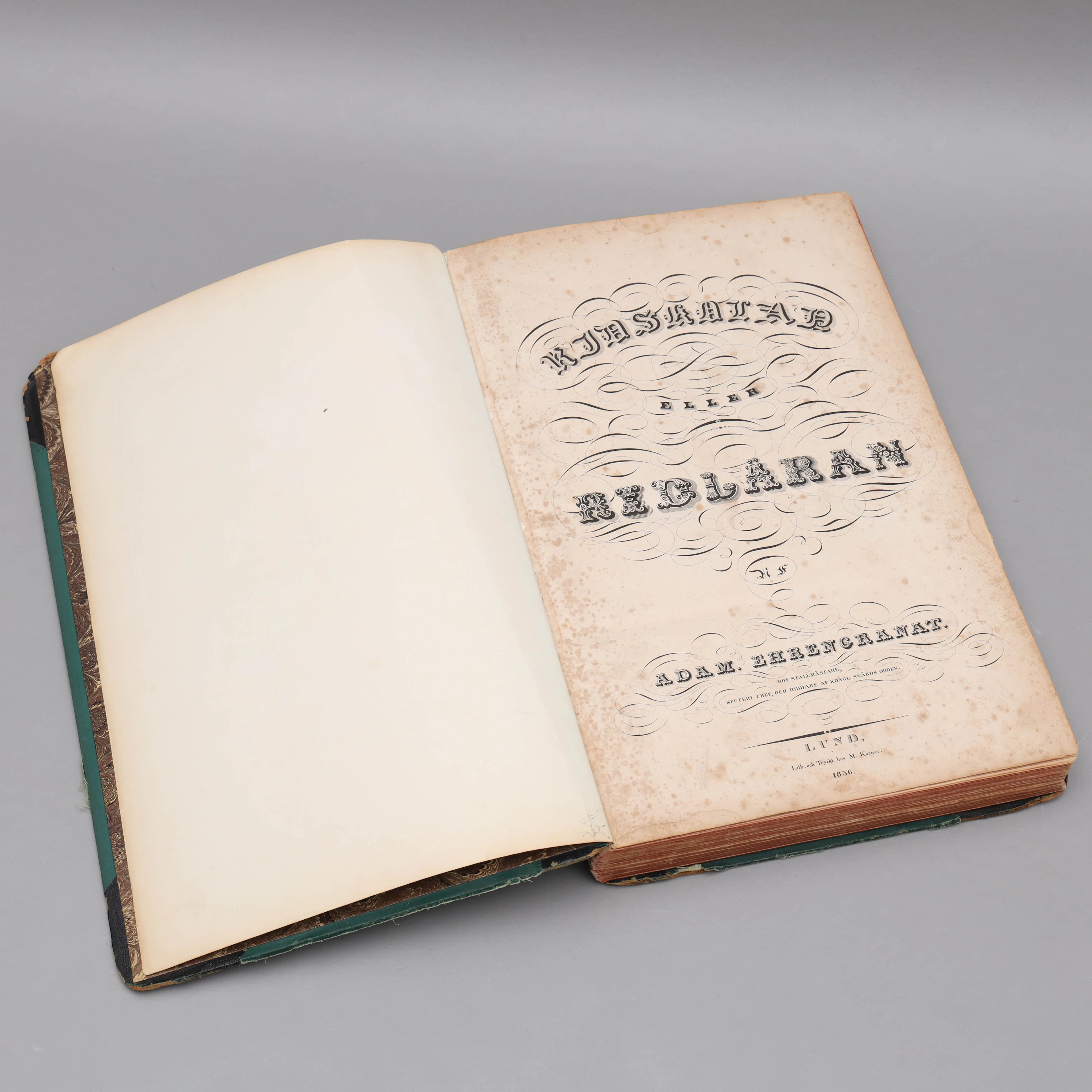 ADAM EHRENGRANAT, "Ridskolan eller Ridläran", M Körner, Lund, 1836.