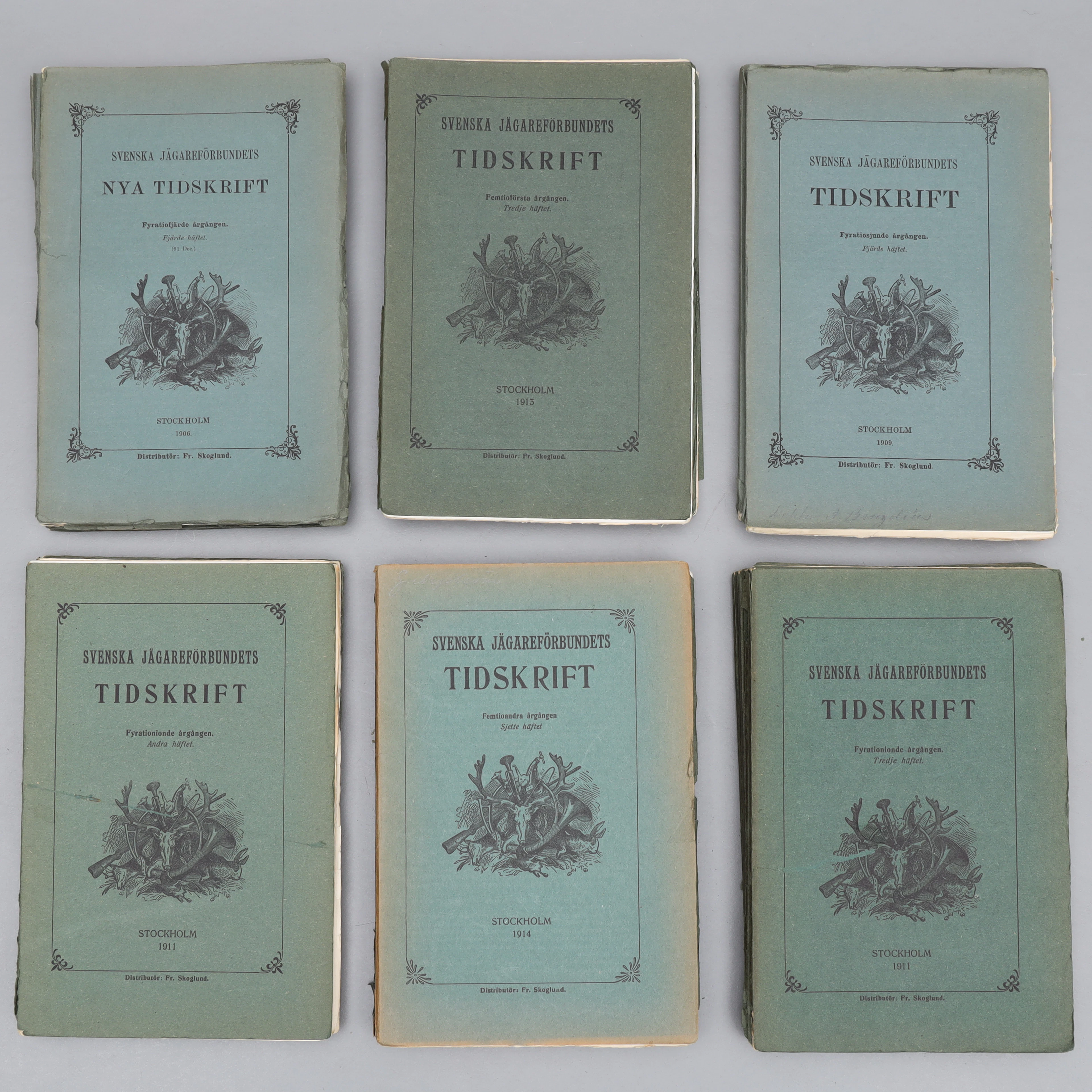 SVENSKA JÄGAREFÖRBUNDETS TIDSKRIFT, Distributör Fr. Skoglund, 1907-1914.