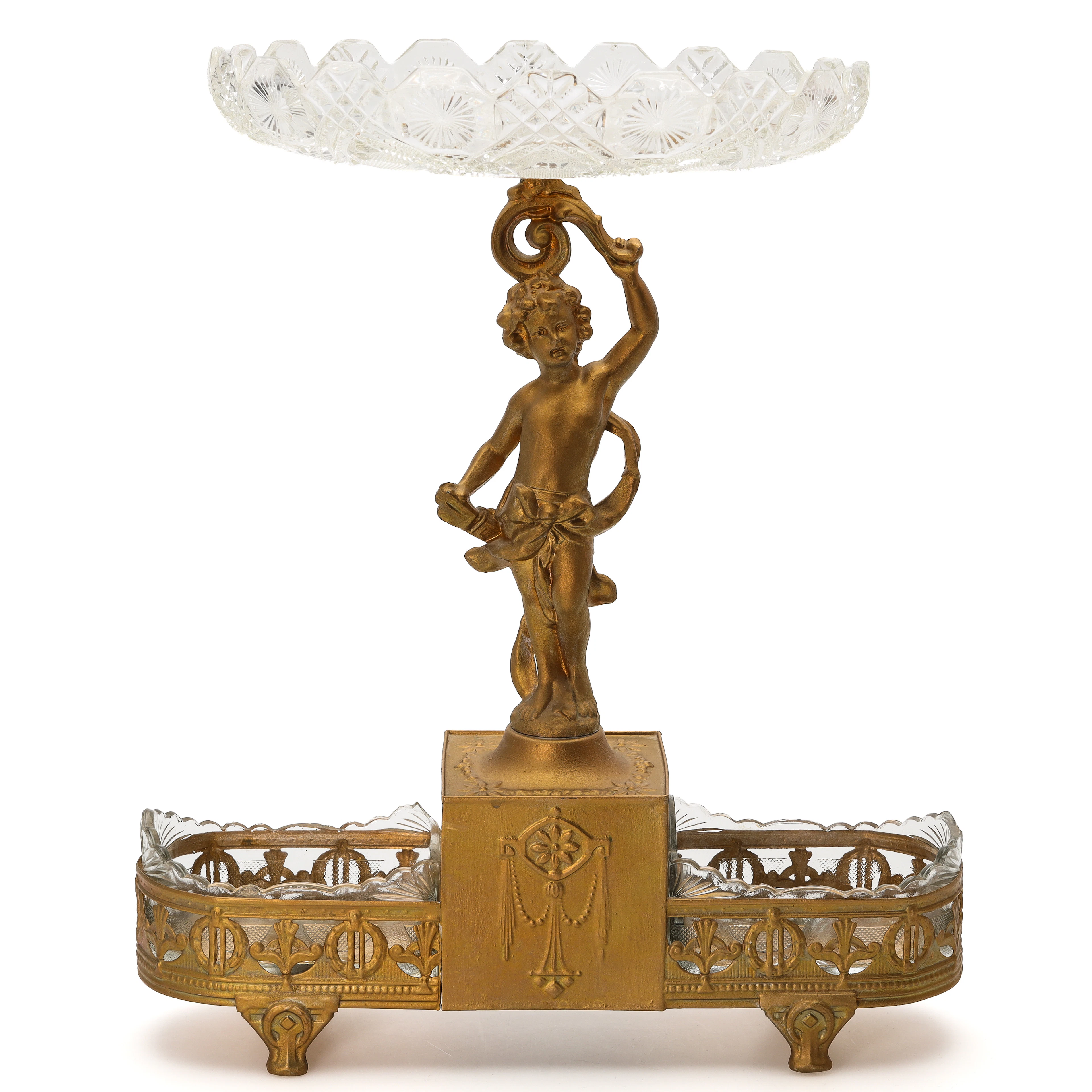 BORDSUPPSATS, bemålad metall och glas, rokoko stil, 1900-tal.