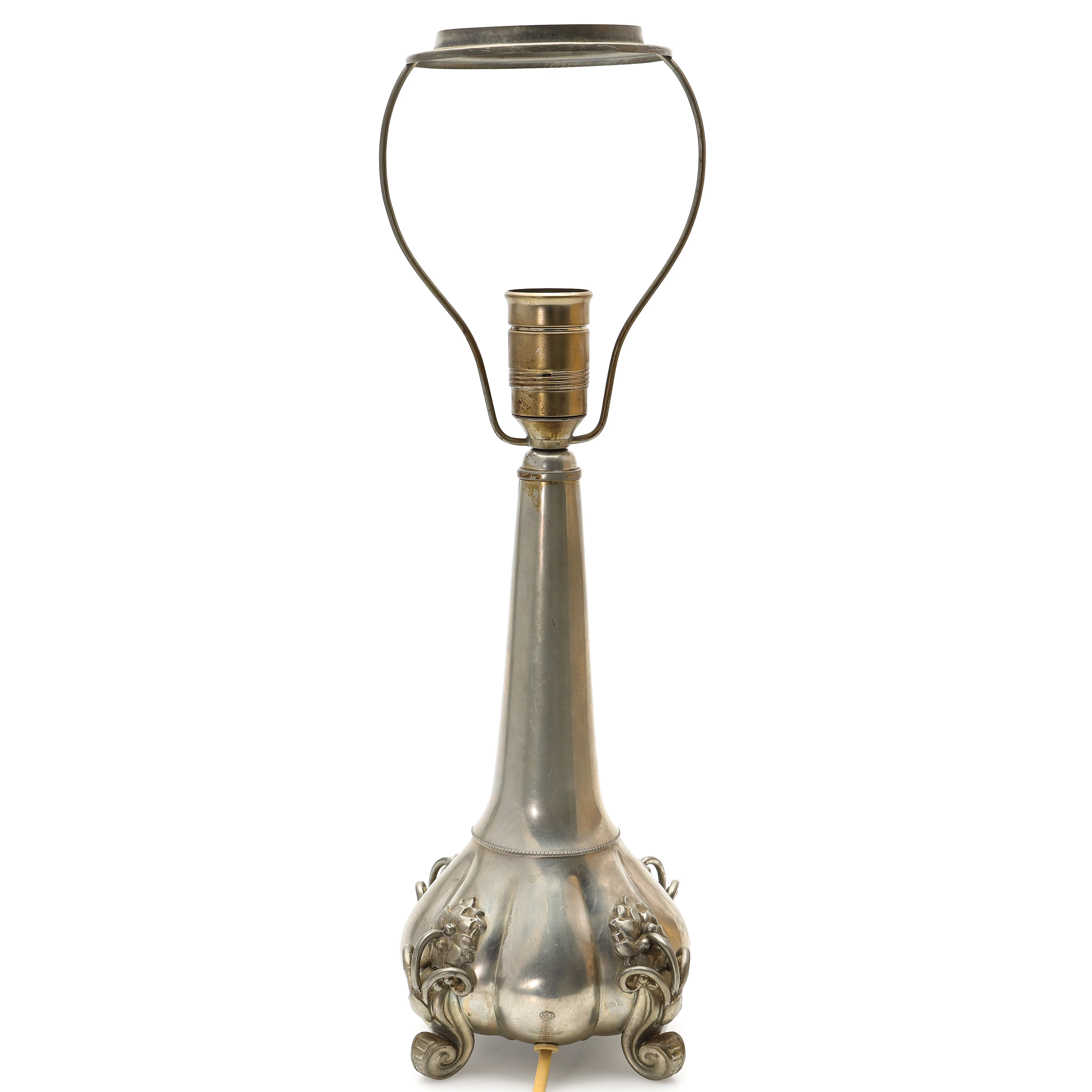 BORDSLAMPA, tenn Svedboms Guldsmeds Ab, 1936.