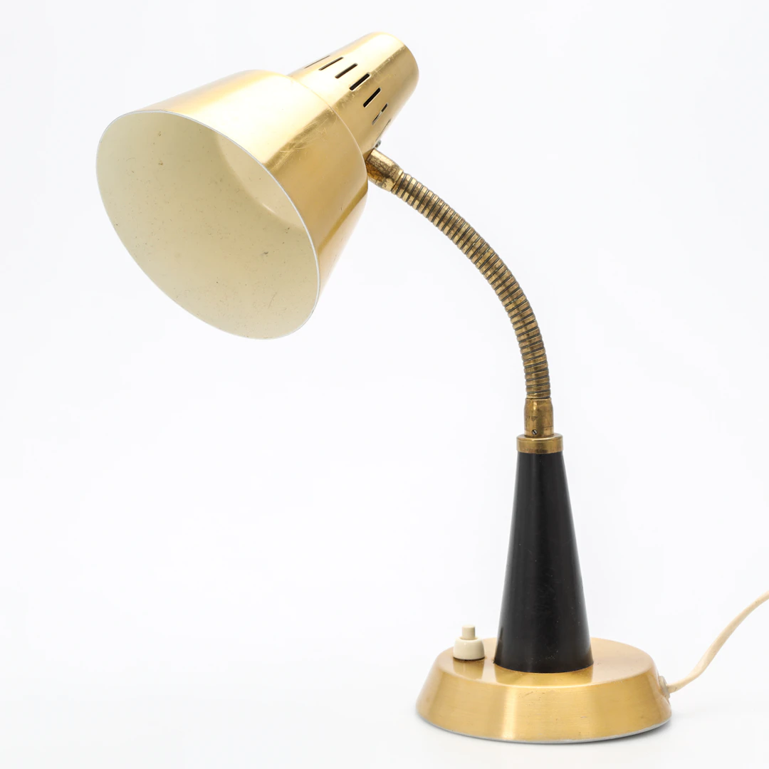 BORDSLAMPA, borstad mässing, GEMI, 1950/60-tal.