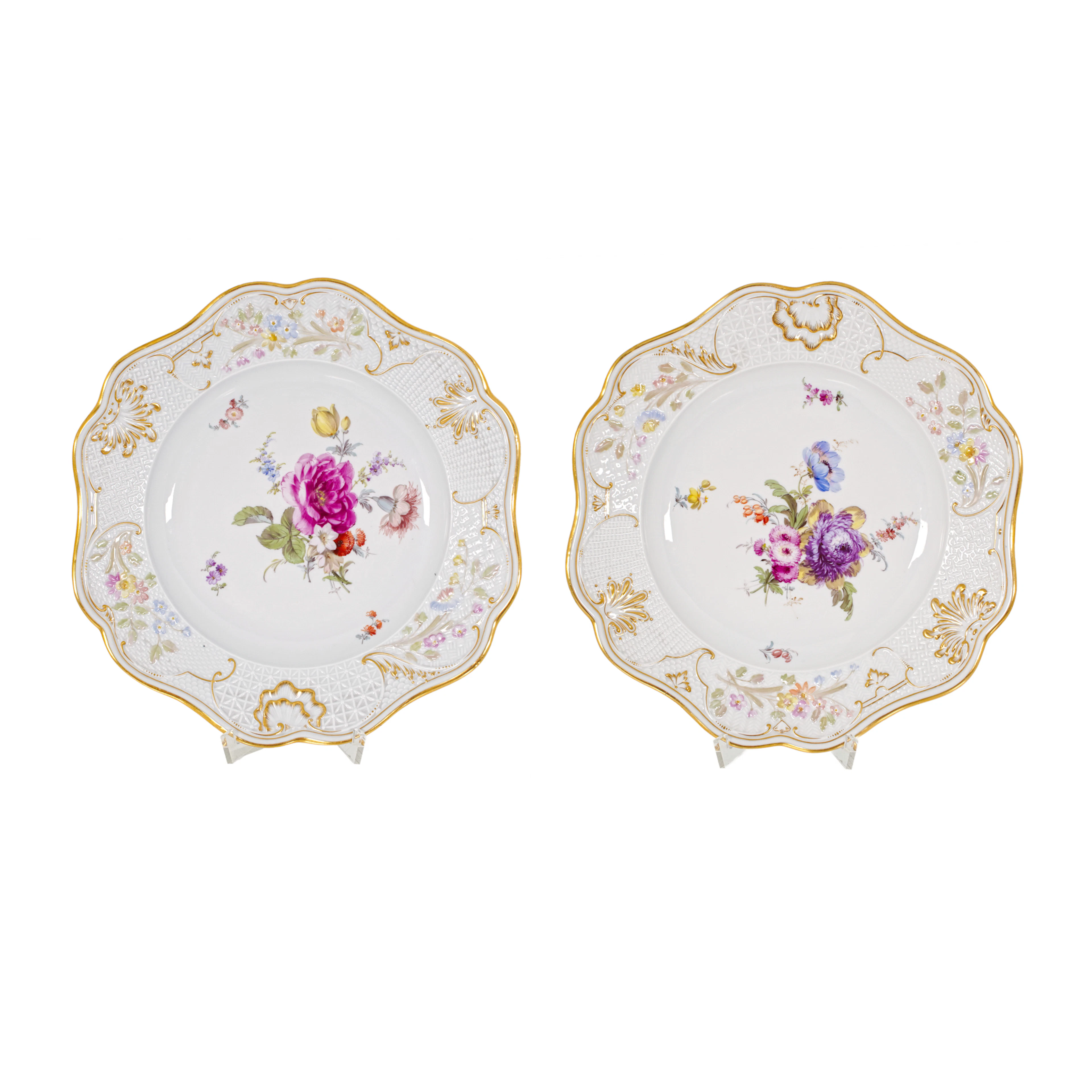 Paar Teller "Brühlsches Allerlei", Meissen, Knaufzeit (1860-1924)