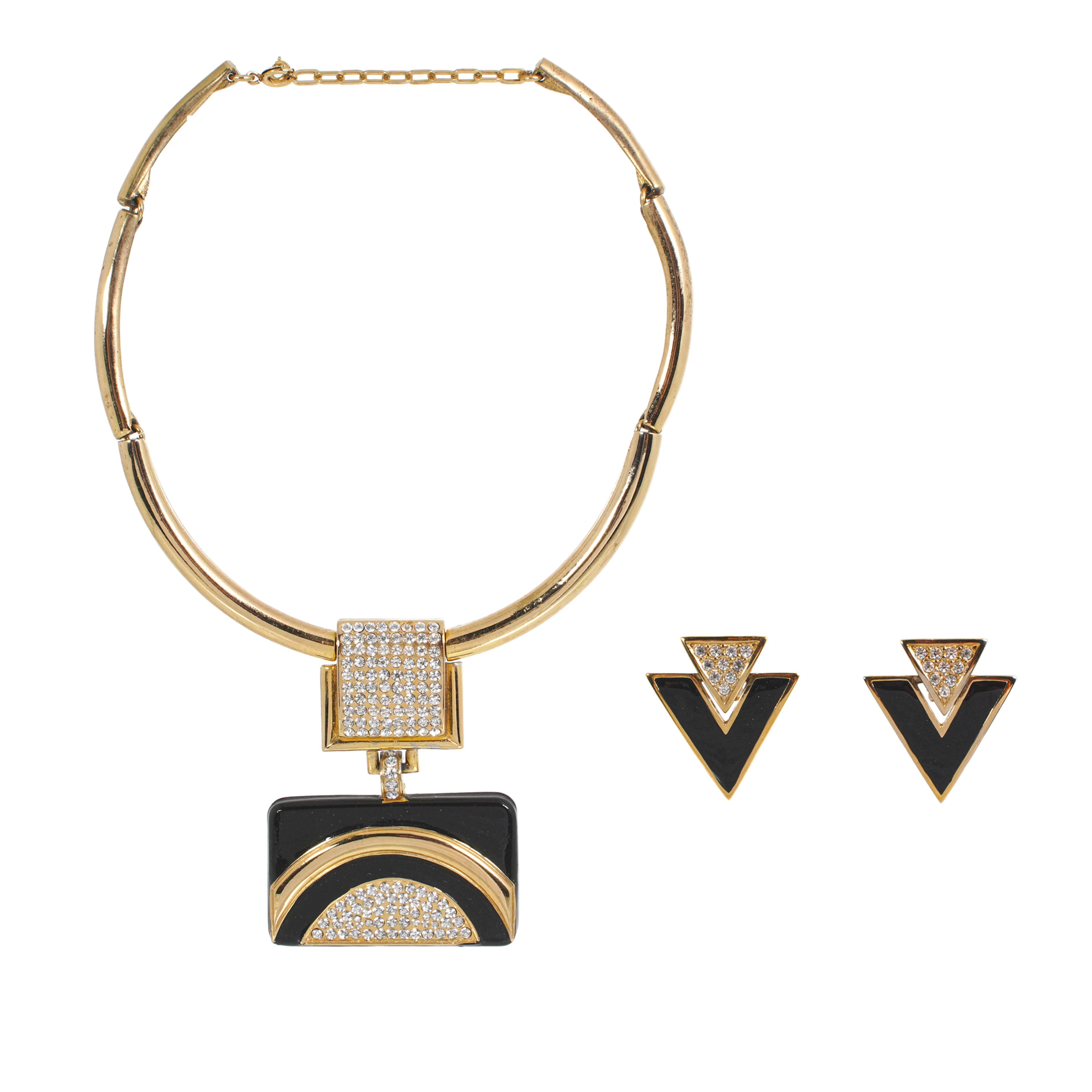 Halsreif Christian Dior mit passenden Ohrclips, 1970er Jahre