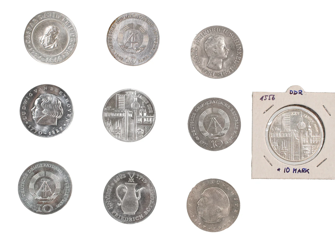 10 10-Mark-Silbergedenkmünzen, DDR, 1966-75