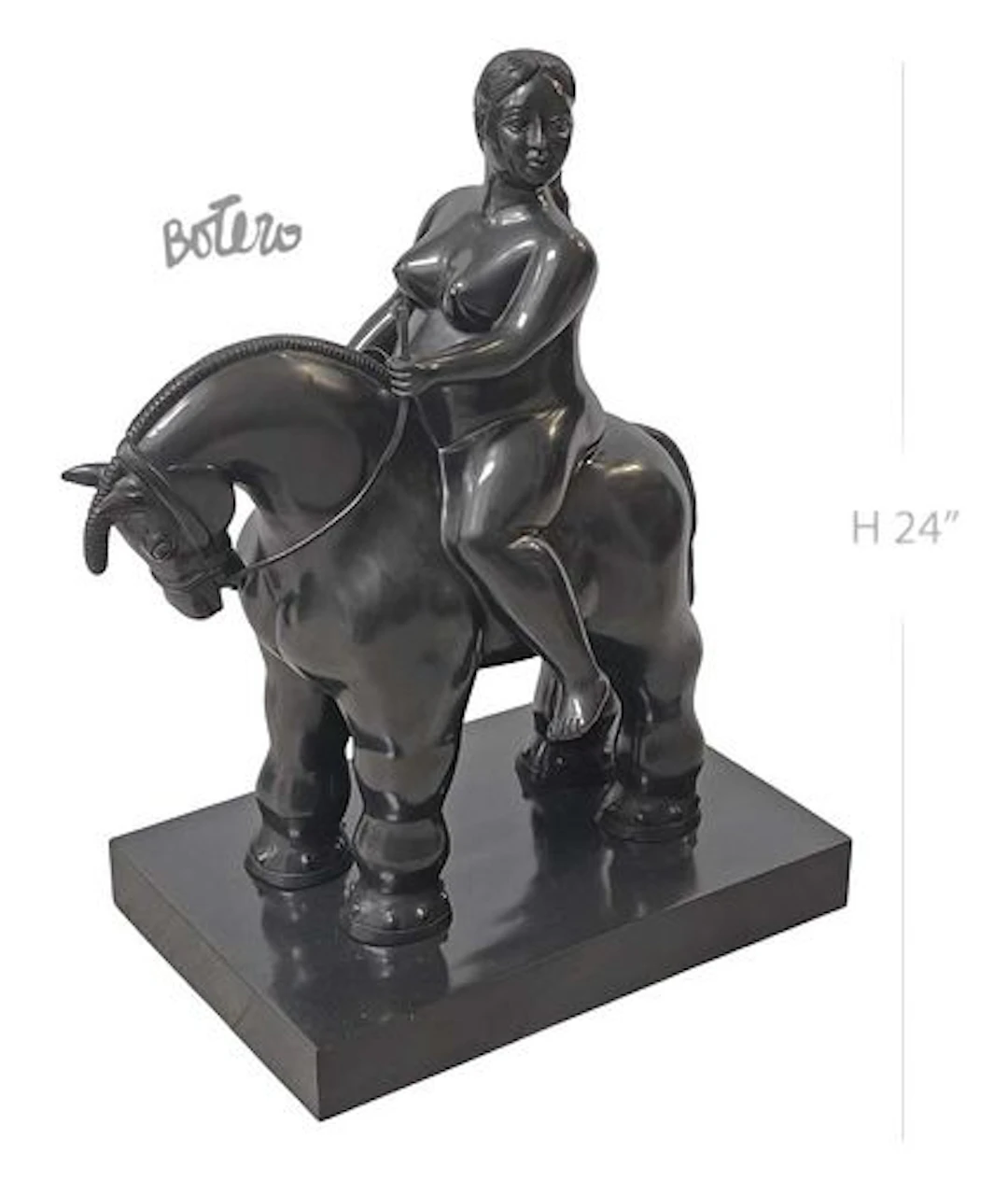 Large F.Botero 'Woman On Horse' Bronze Sculpture
