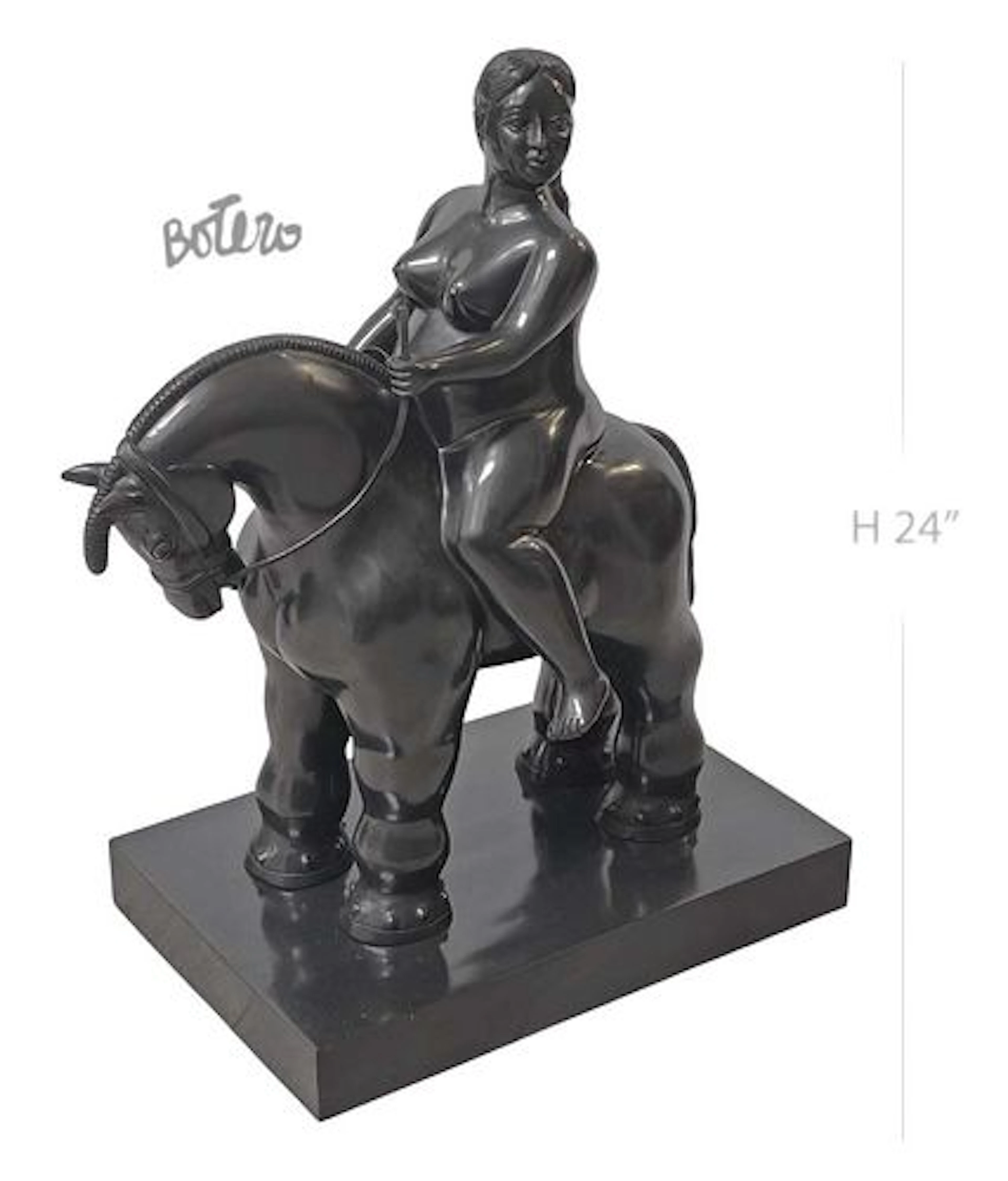 Large F.Botero 'Woman On Horse' Bronze Sculpture
