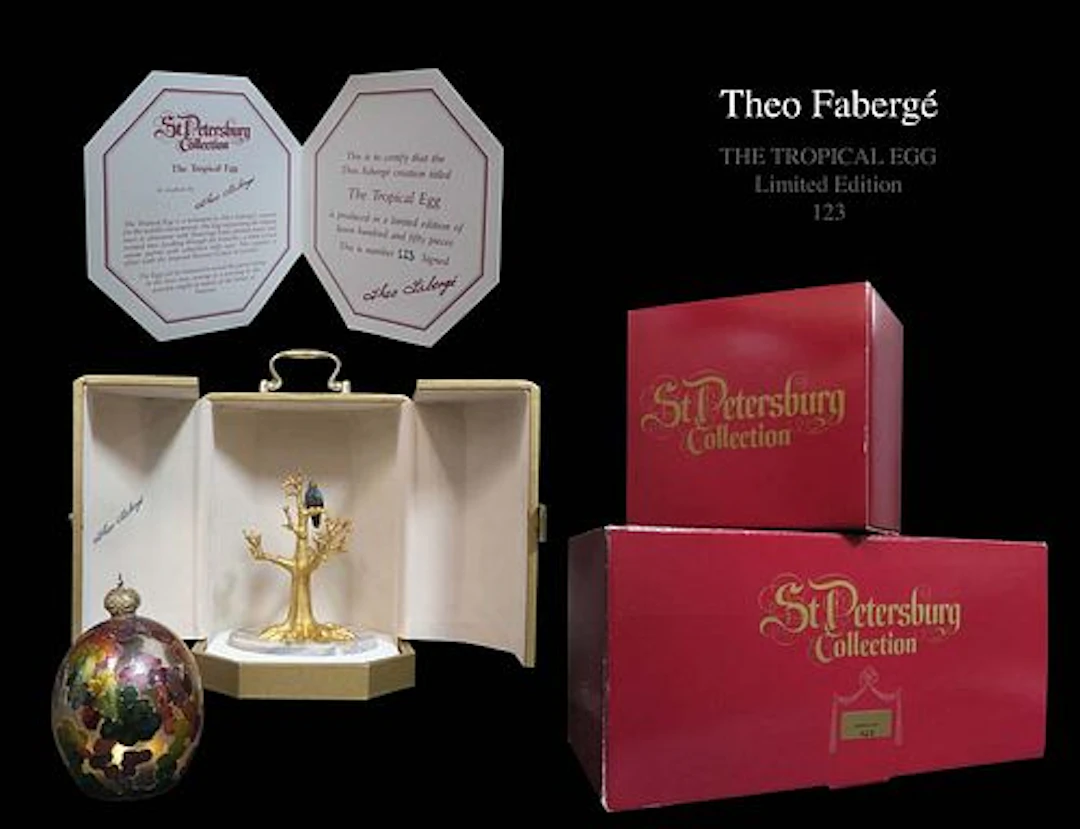 THEO FABERGE "THE TROPICAL EGG", WITH DISPLAY CASE