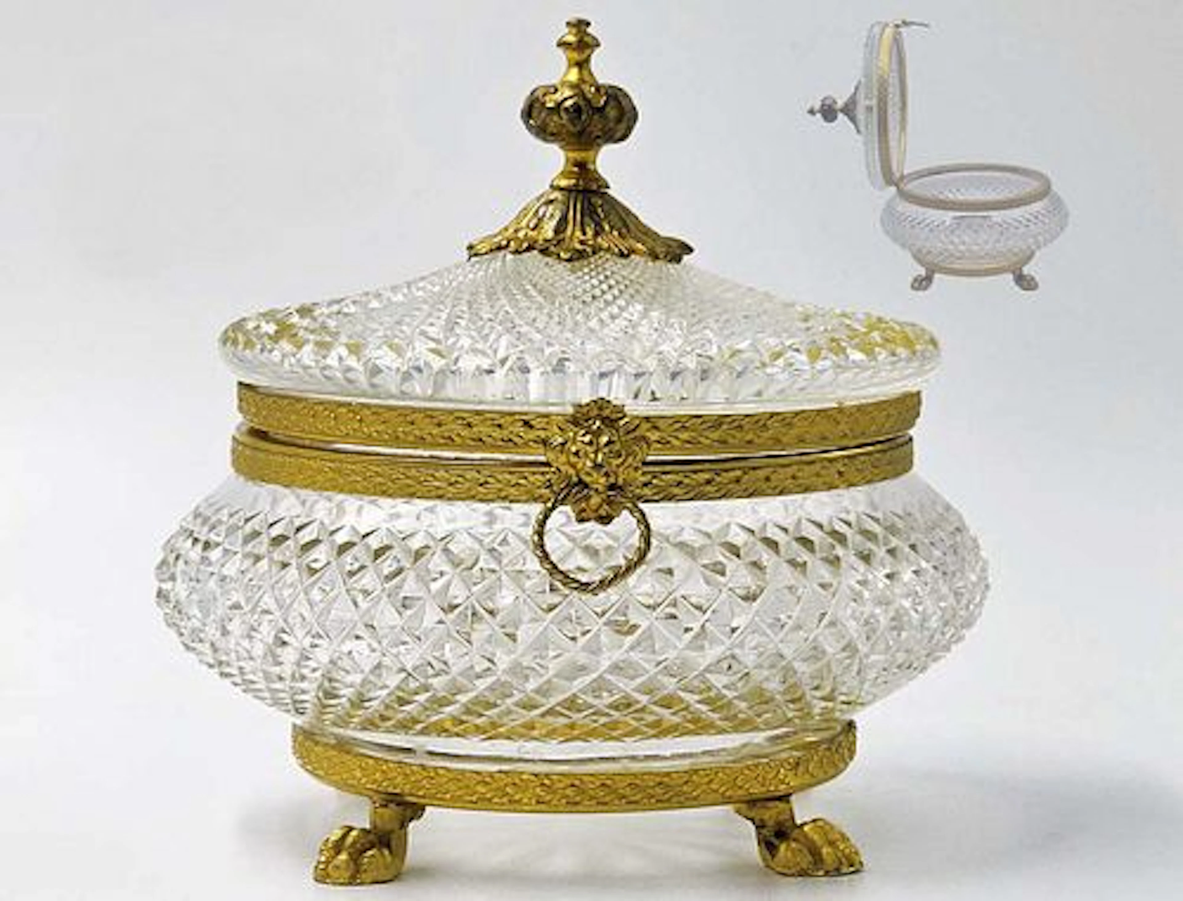 19th C. Saint Louis Crystal & Bronze Mounted Cady Dish