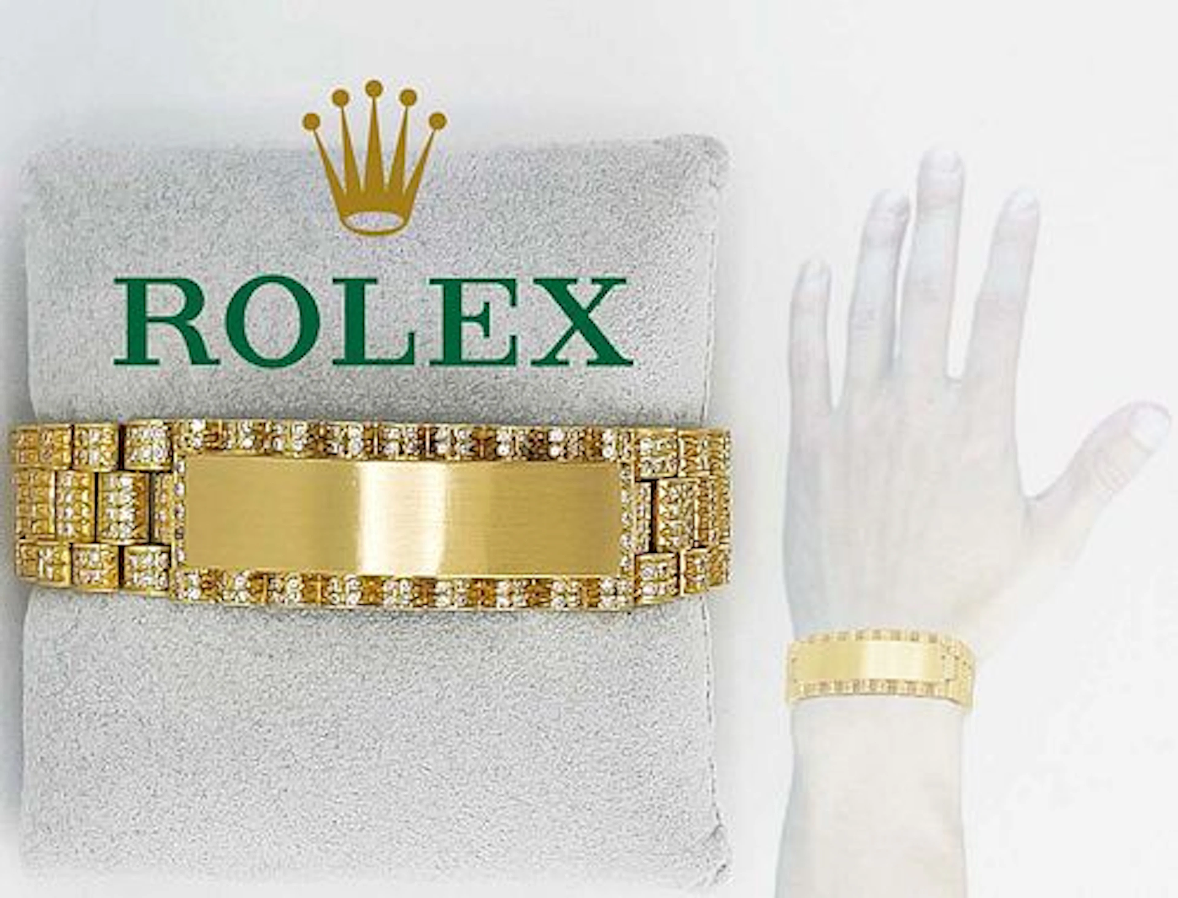 18K Italy 750 Stamped Rolex President Diamond Bracelet