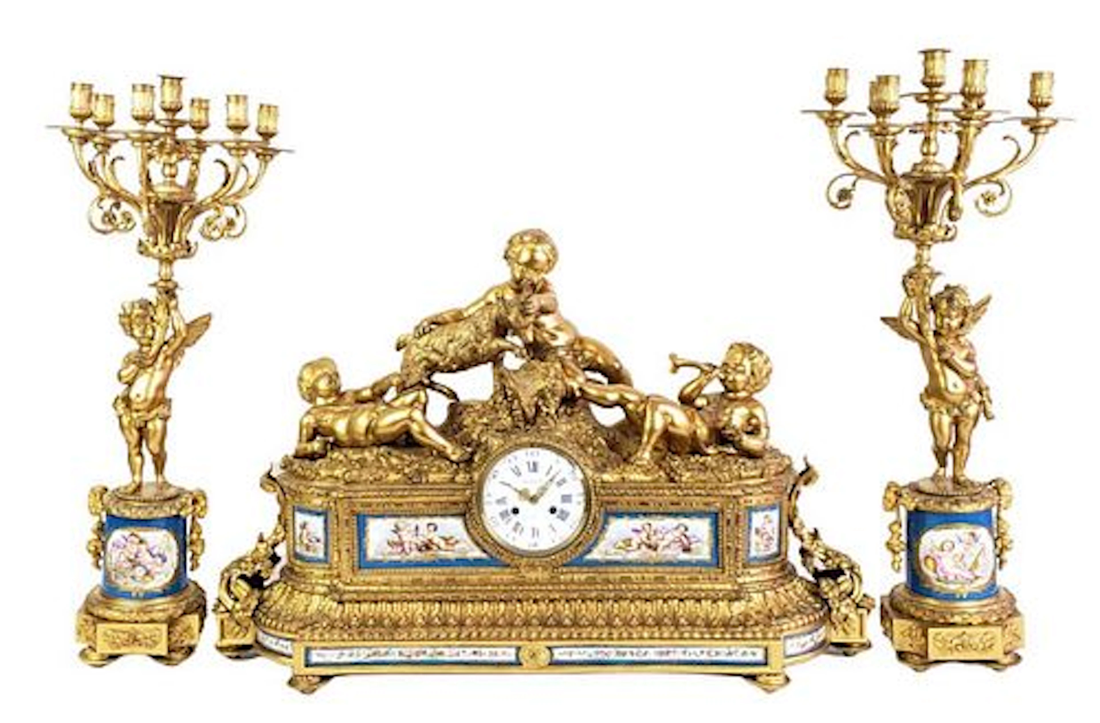 A Monumental 19th C. French Sevres Tiffany & Co. Gilt Bronze & Porcelain