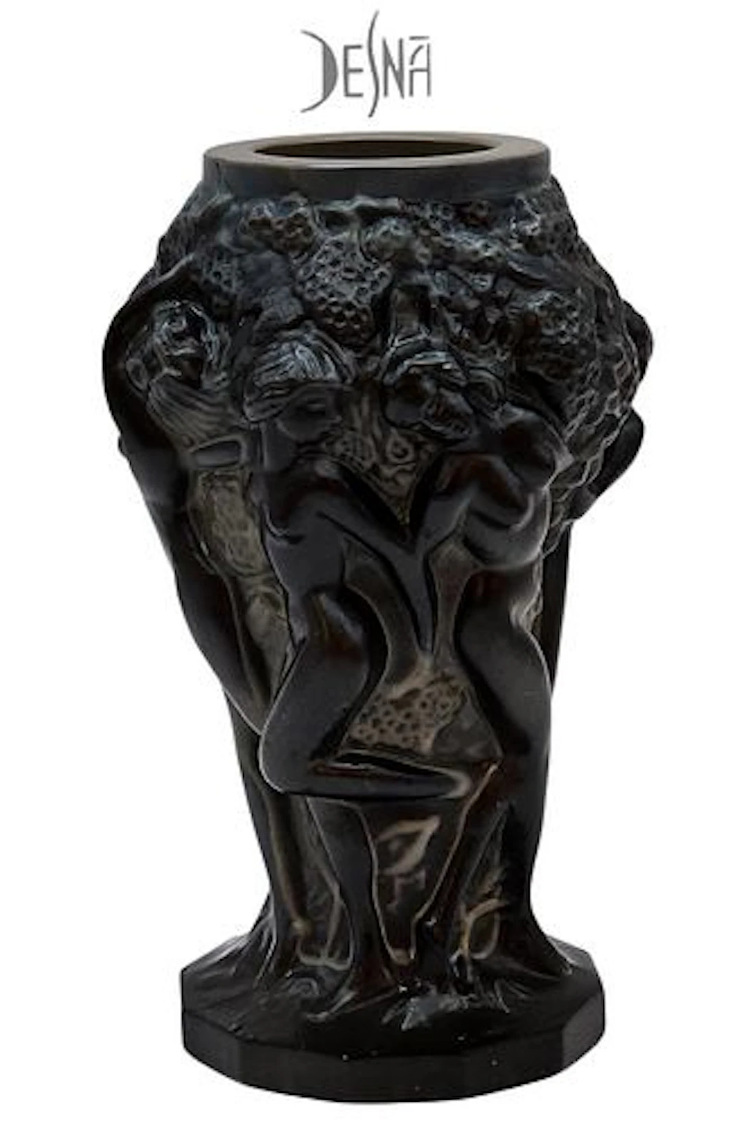 Vintage Bohemian Desna Nude Angels Smoked Crystal Vase