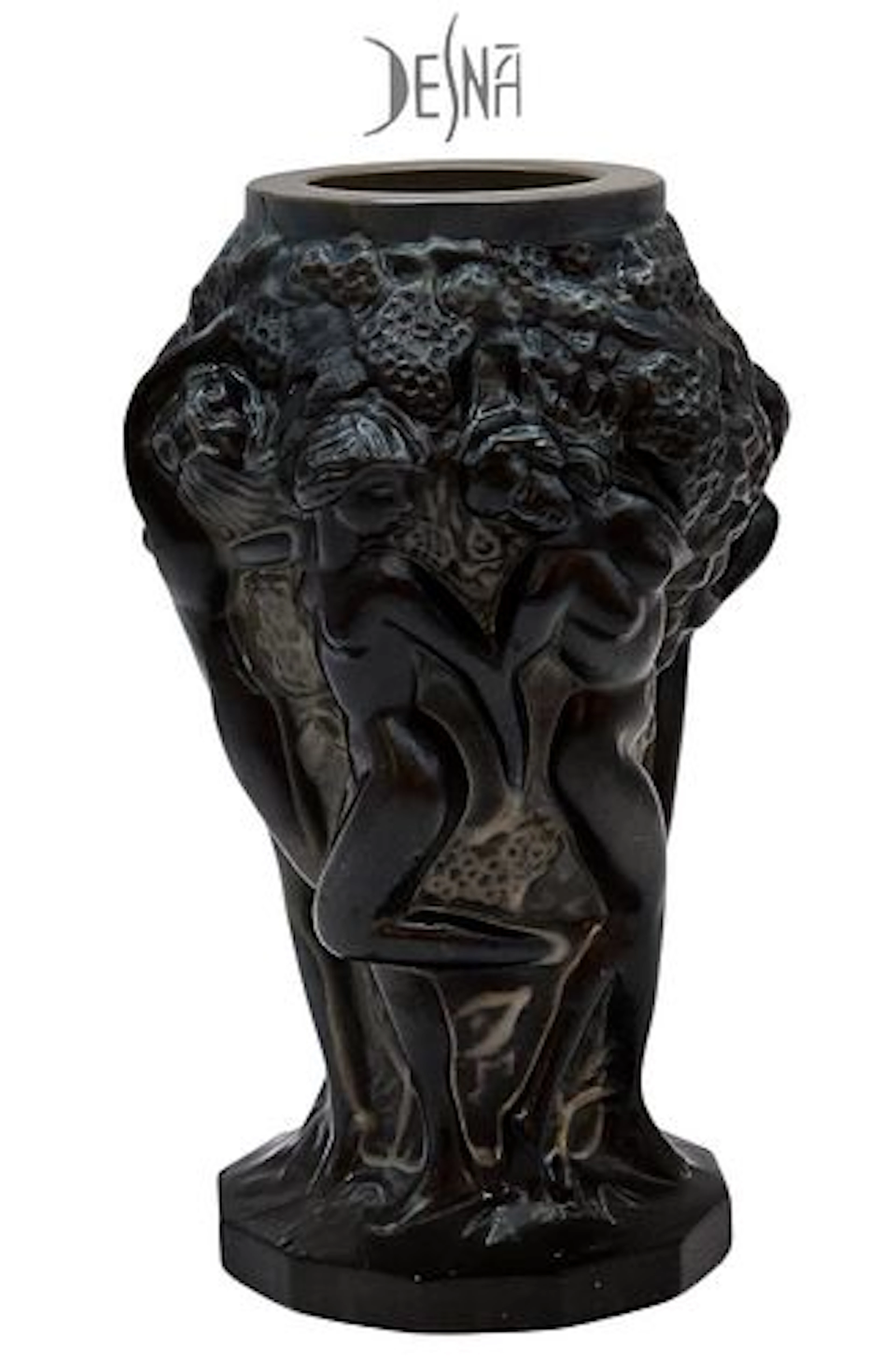 Vintage Bohemian Desna Nude Angels Smoked Crystal Vase
