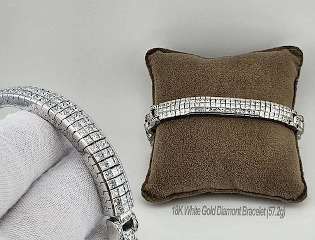 18K White Gold Diamont Bracelet (57.2g)