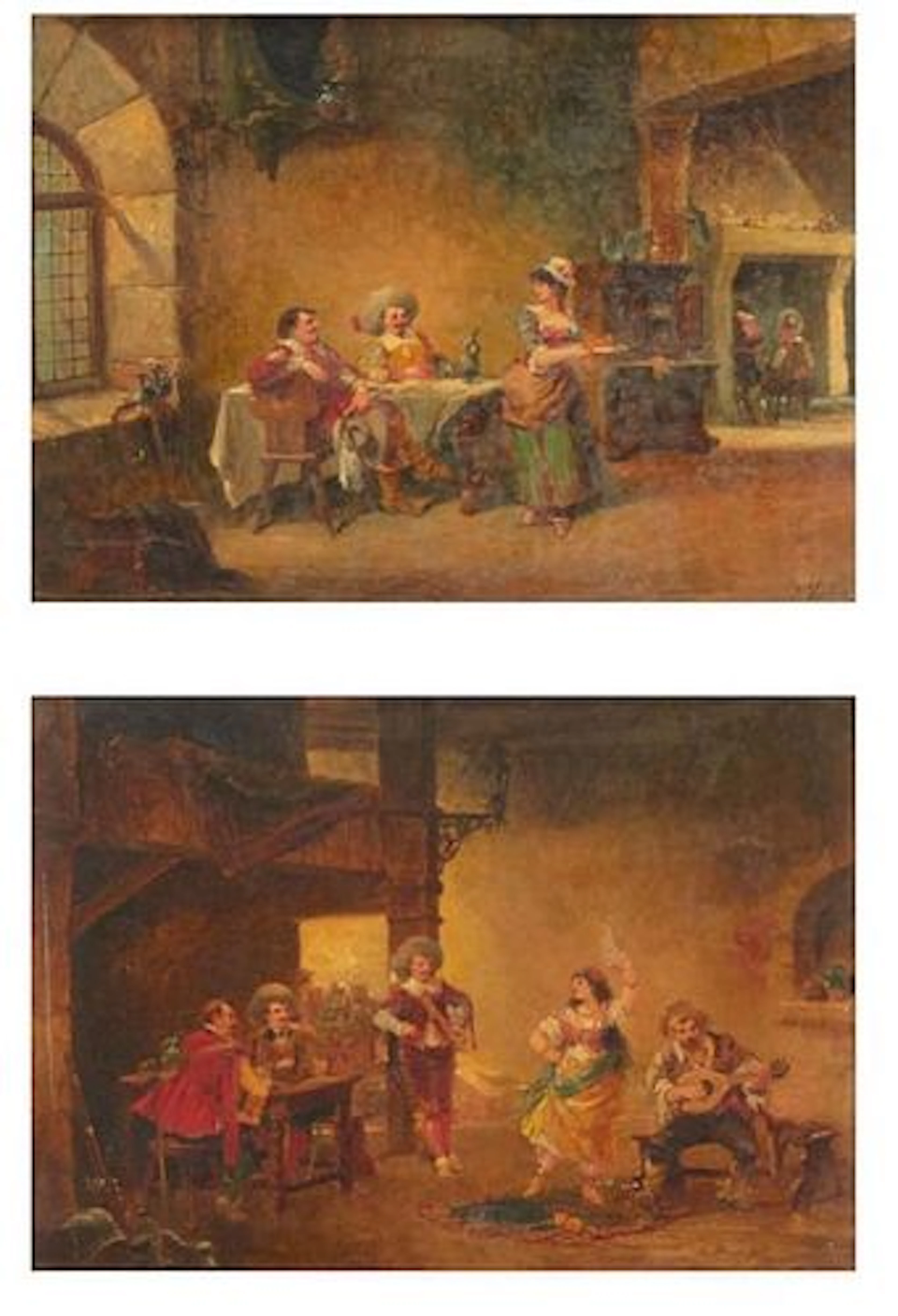 PAUL VOGLER (FRENCH, 1852-1904) Pair of "Cavaliers dans une taverne"