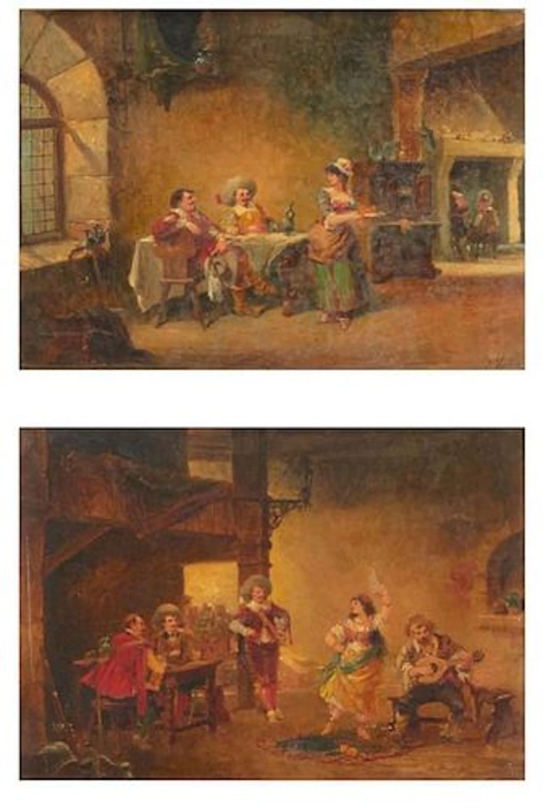 PAUL VOGLER (FRENCH, 1852-1904) Pair of "Cavaliers dans une taverne"