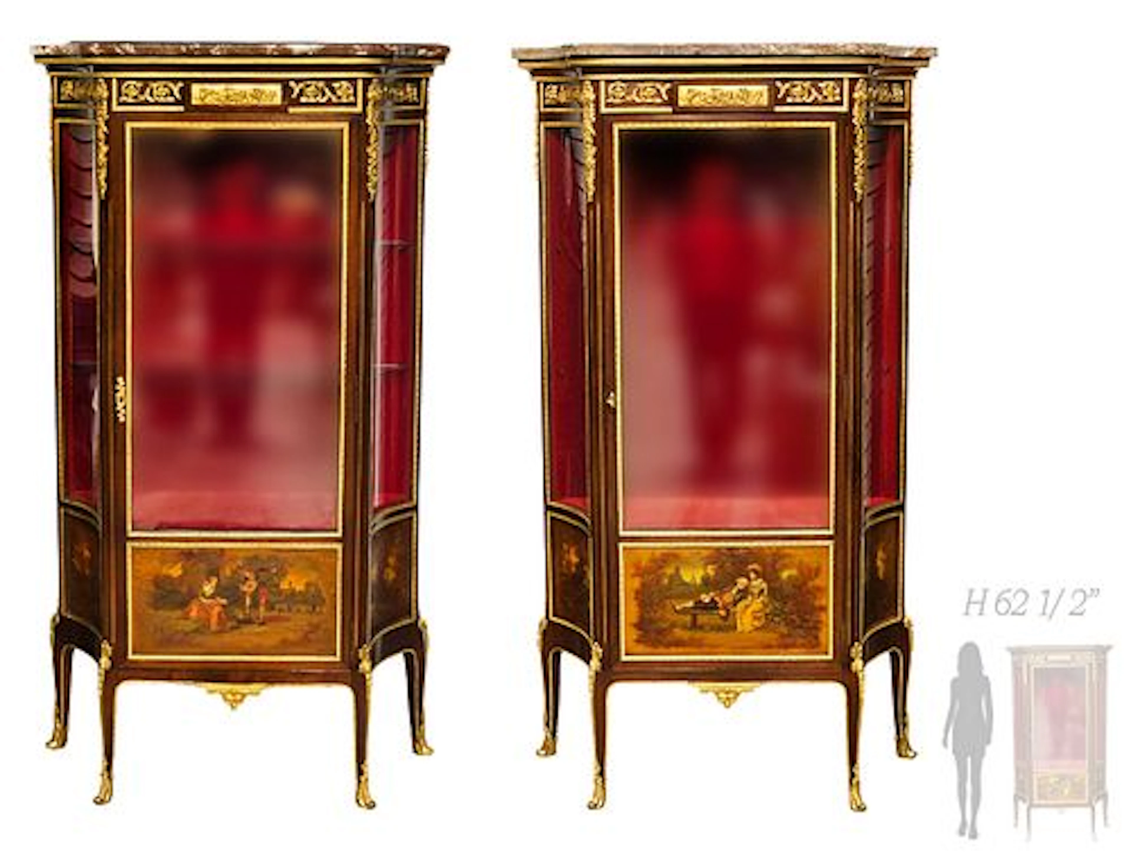 Pair of 19th Century Bronze Mounted Vernis Martin Cabinets/ Vitrine