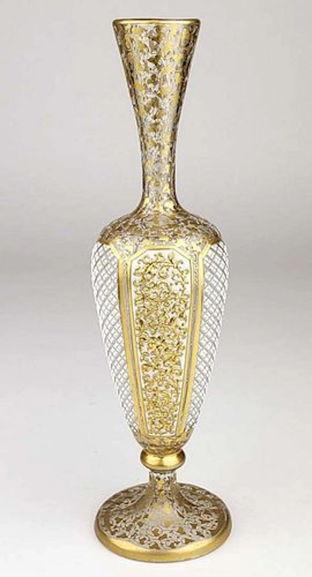 19th C. Bohemian Diamond Cut Vase