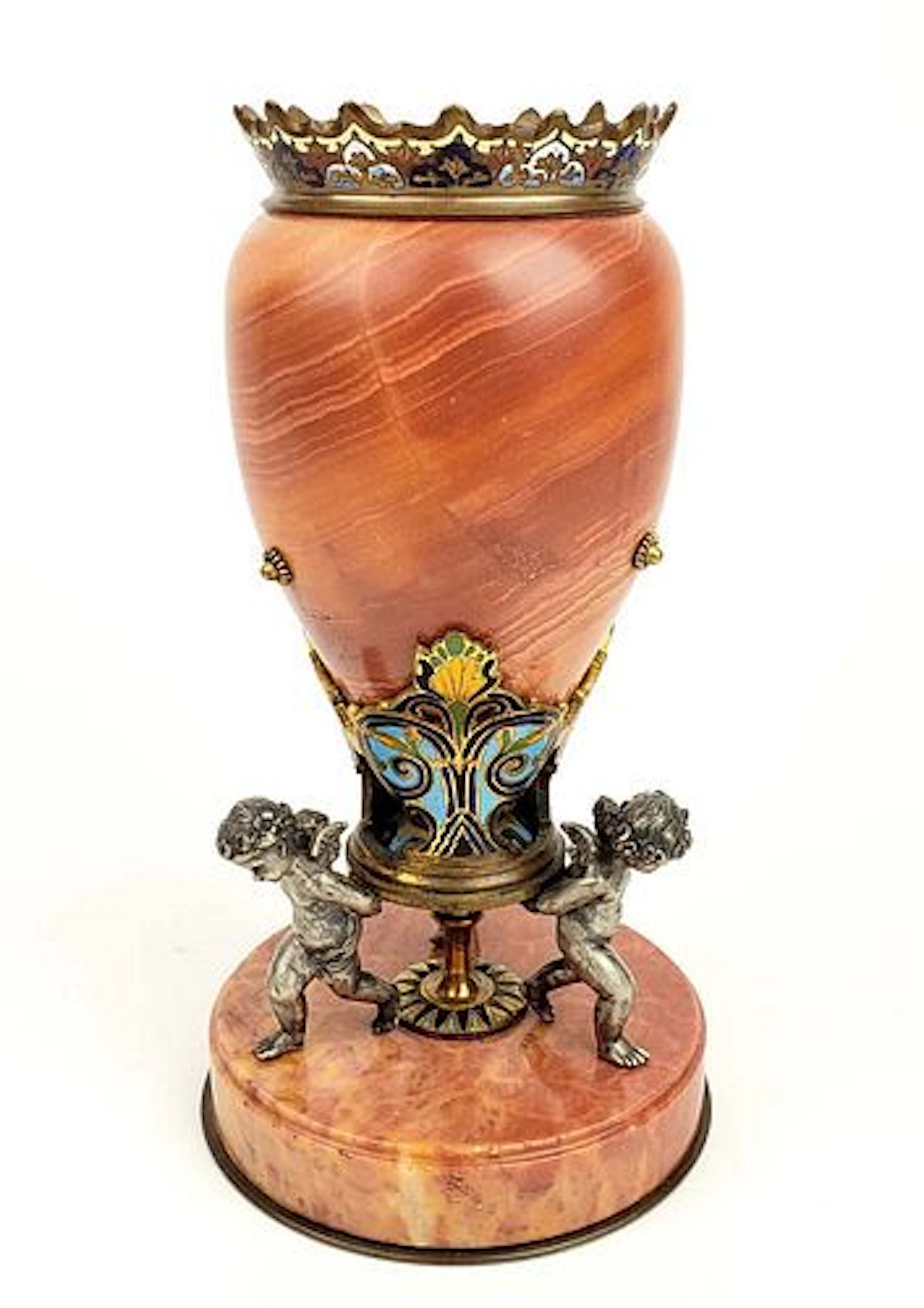 19th C. French Champleve Figural Centerpiece