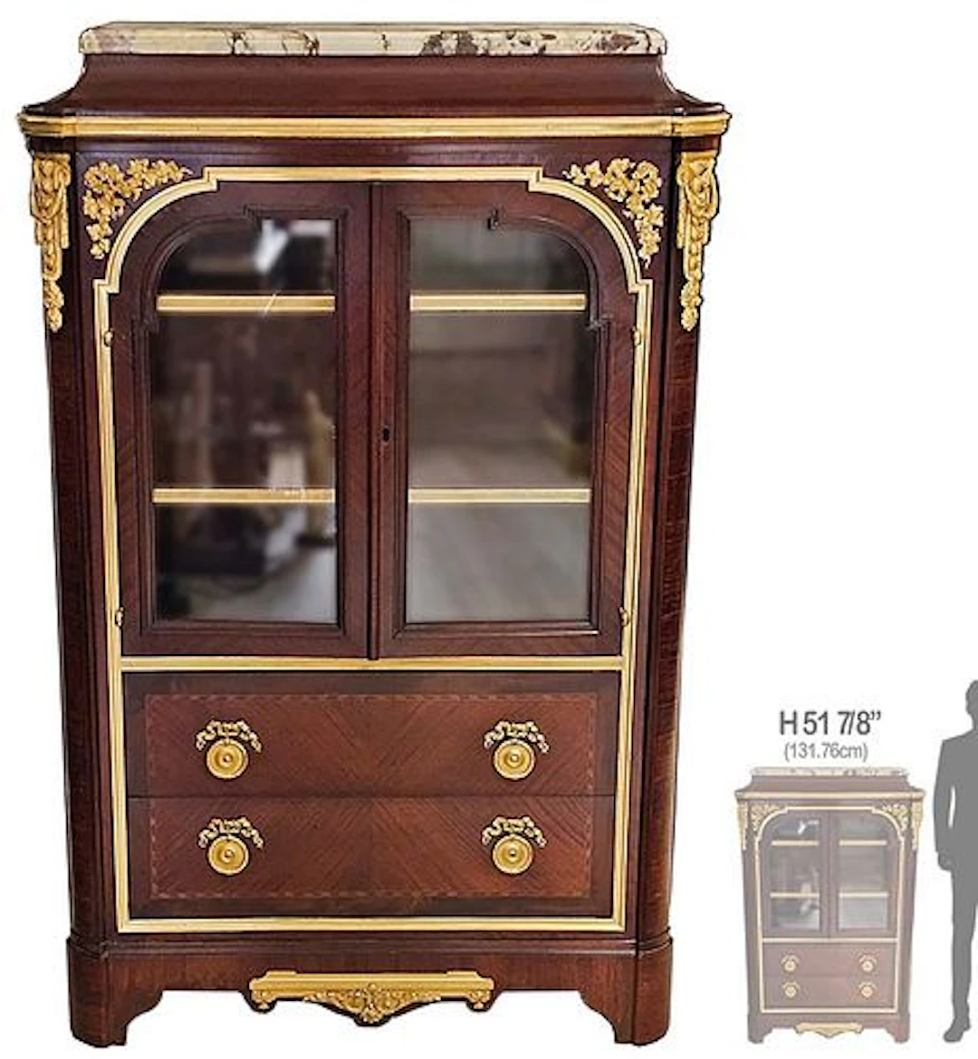 19th C. French Bronze Mounted Vitrine Cabinet