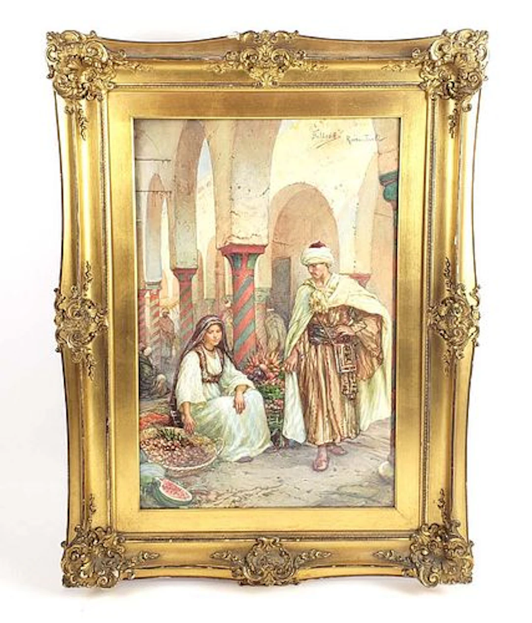 Francesco Ballesio (1860 - 1923 Italian) Orientalist Watercolor, 19th C.