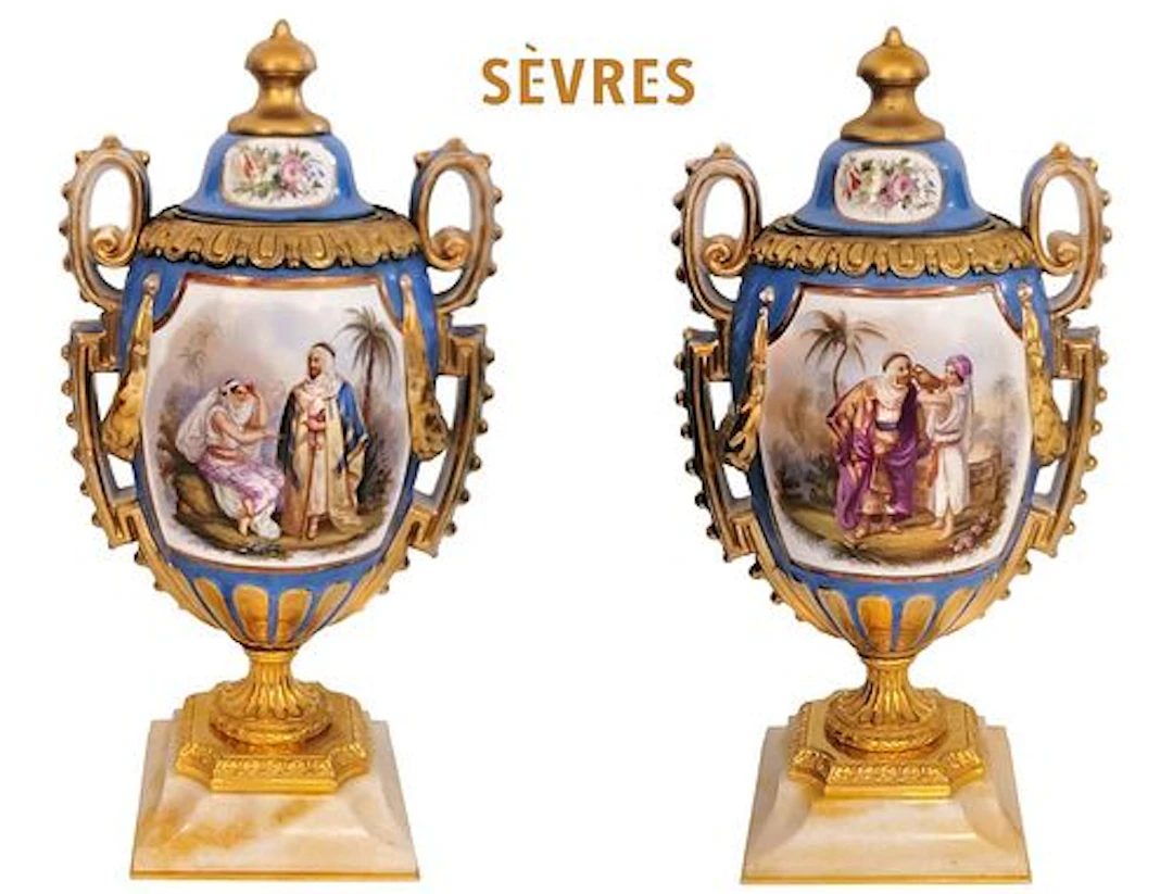 Pair Of 19th C. Orientalist Sevres Vases