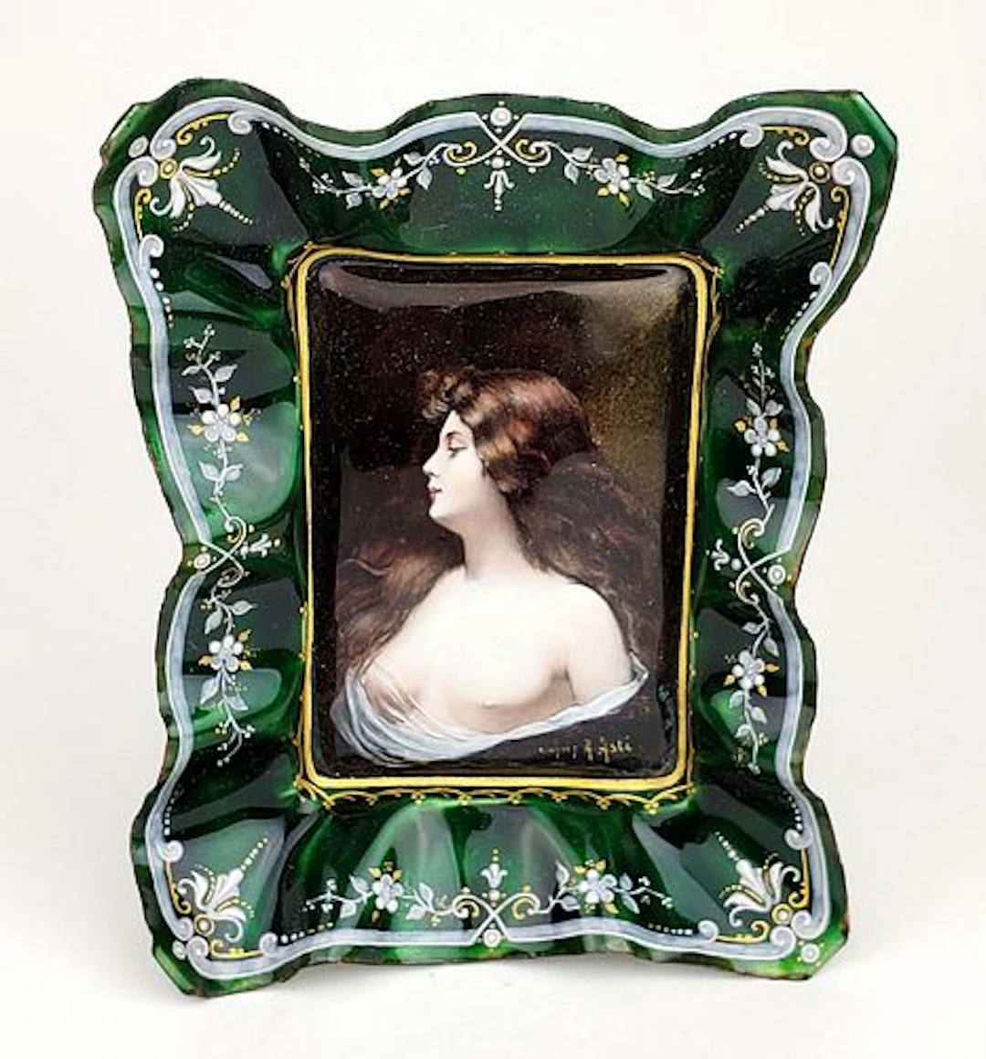 19th C. Limoges Enamel Tray Signed