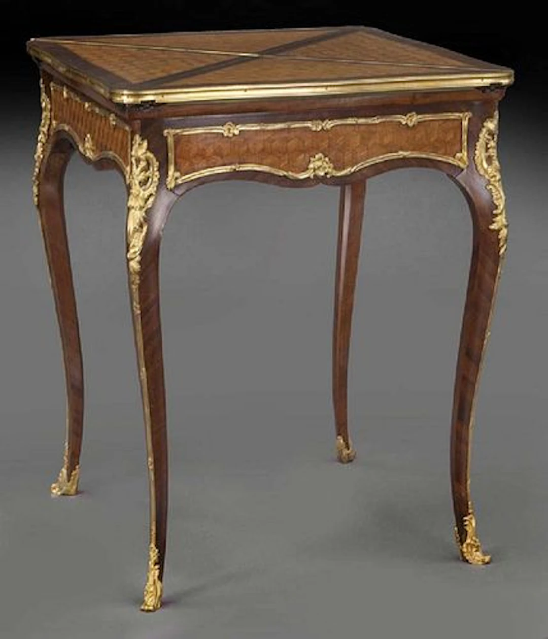 19th C. F. Linke Kingwood Envelope Table w/ Bronze Mounts