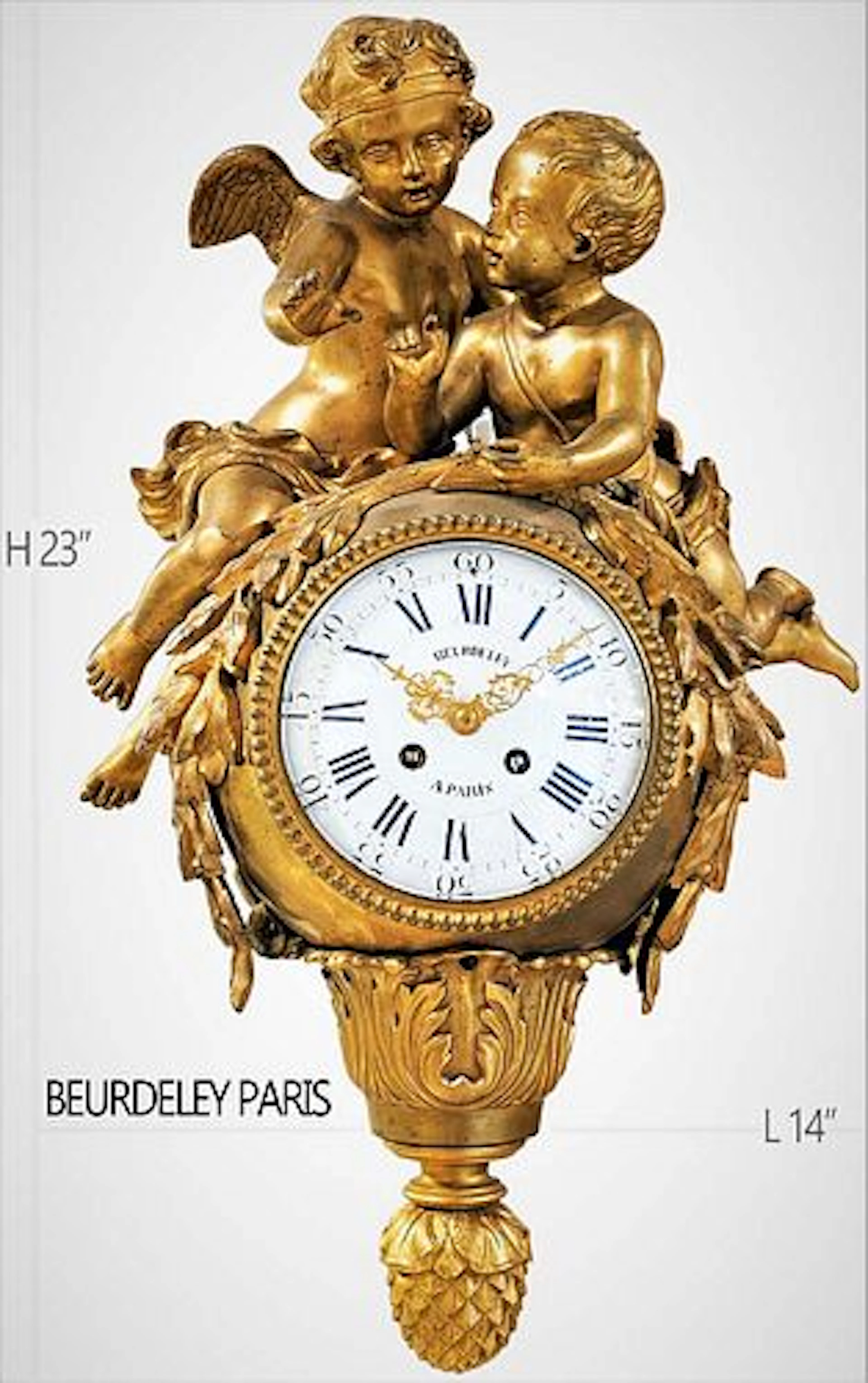 Large 19th C. French Figural Bronze Wall Clack Signed By Beurdeley