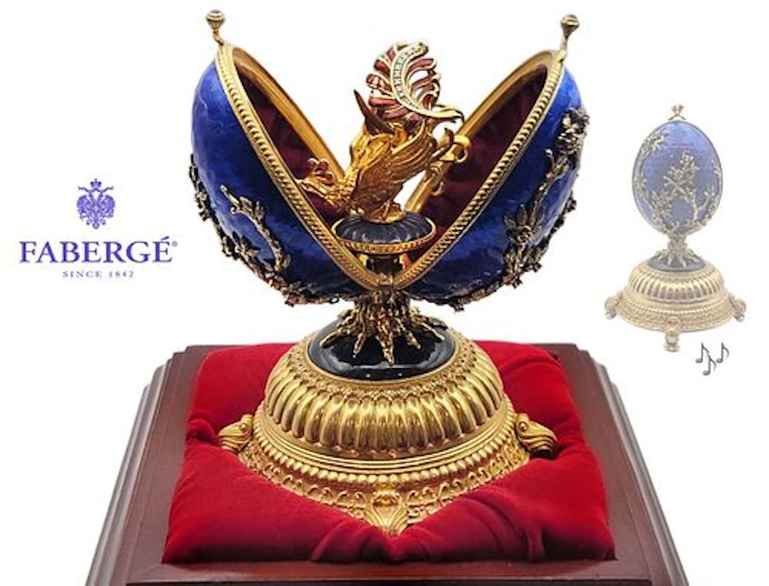 House OF Faberge Firebird 18K Gold Plated On Solid Silver, Musical
