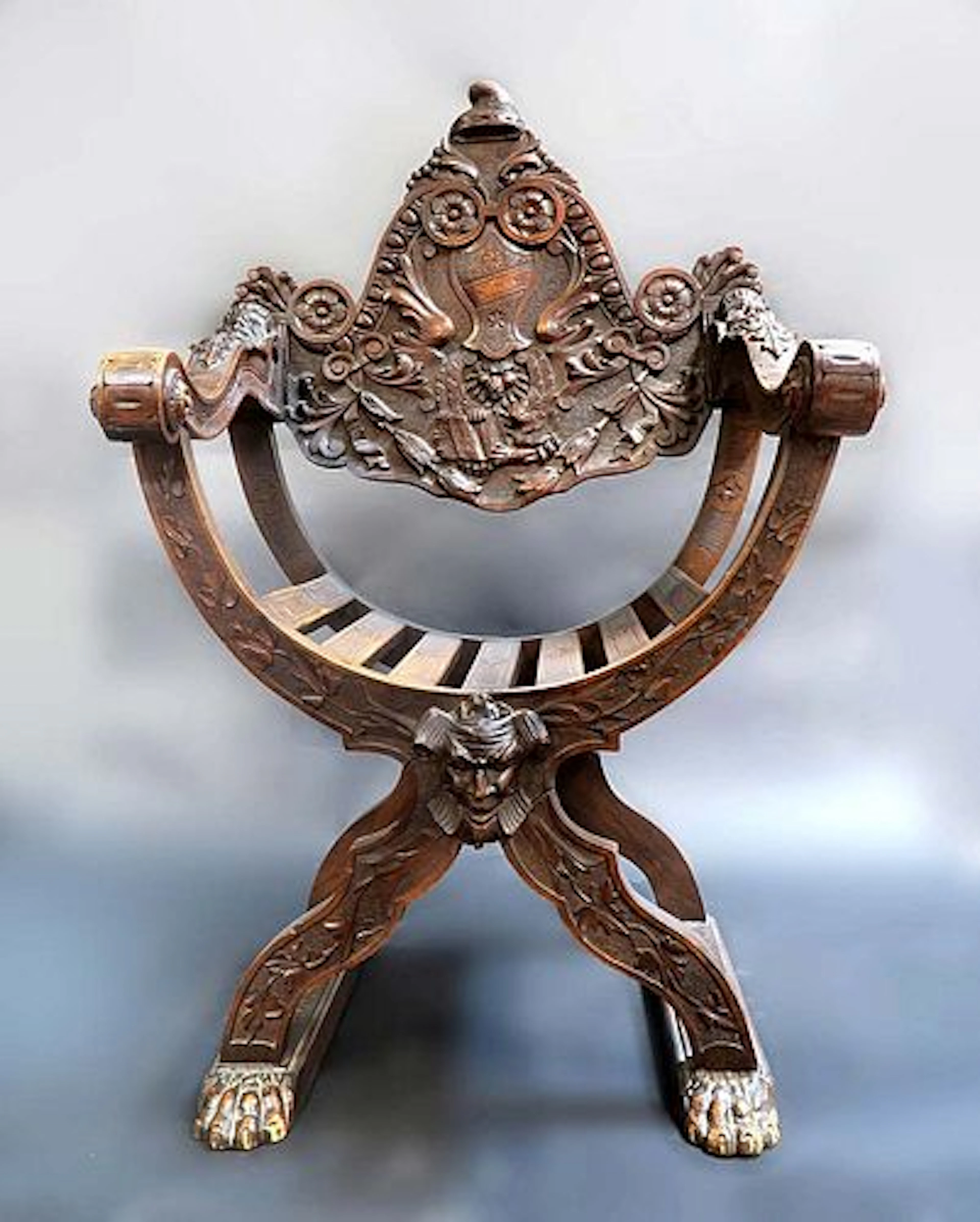 19th Century Savonarola Armchair Victorian