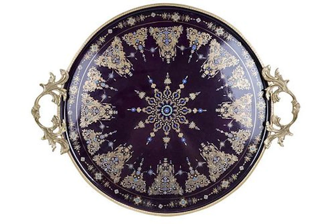 Large Sevres Style Brounze Mounted Porcelain Tray