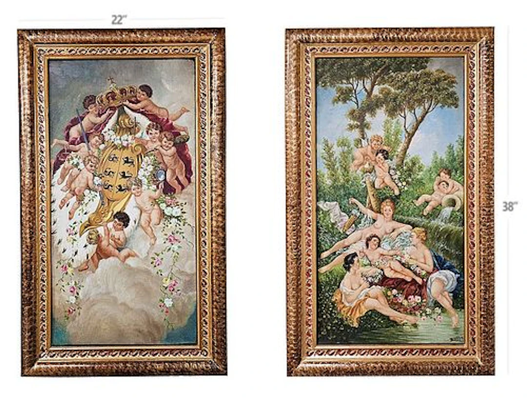 Pair Of French 19th C. Oil On Canvas Painting, Signed