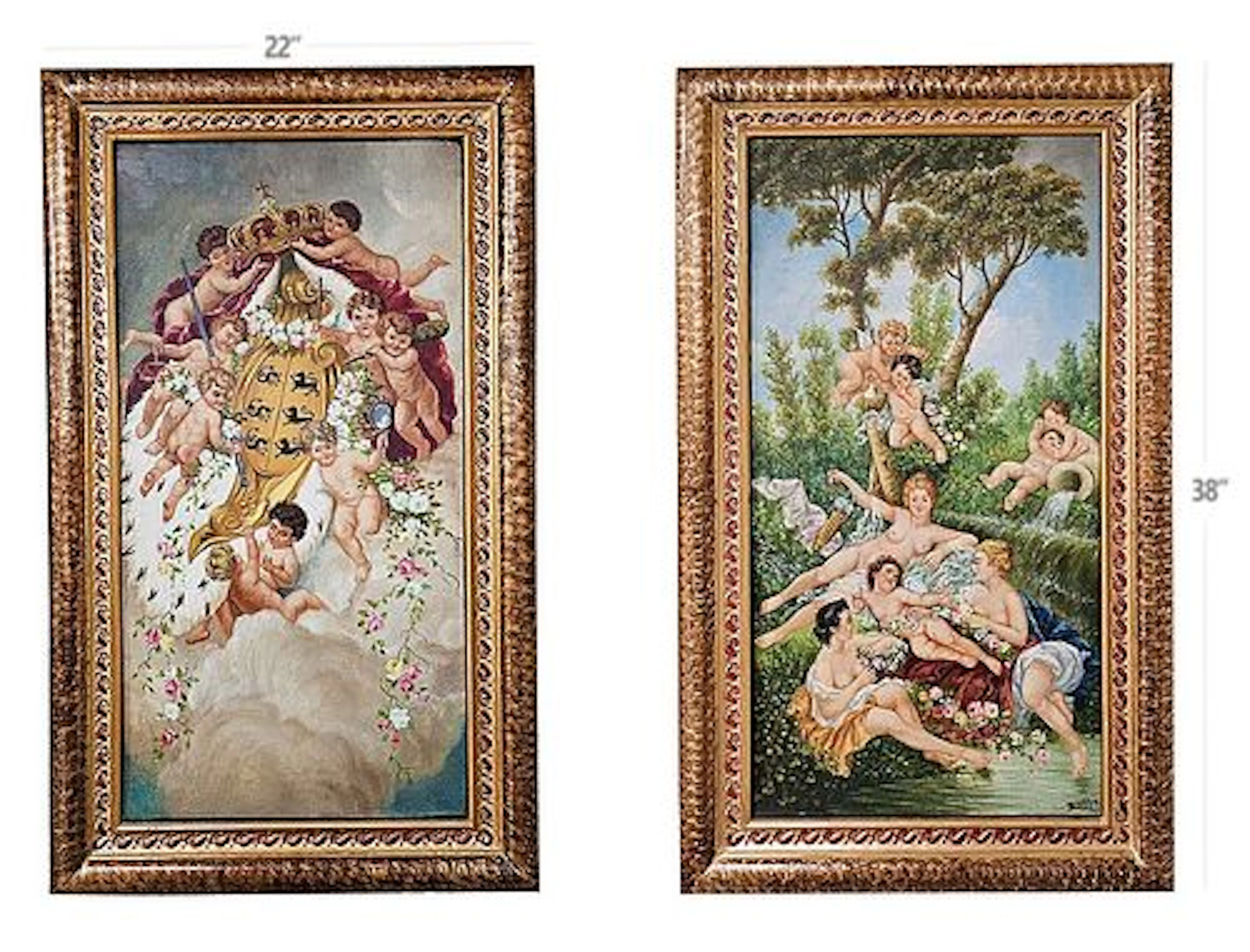 Pair Of French 19th C. Oil On Canvas Painting, Signed