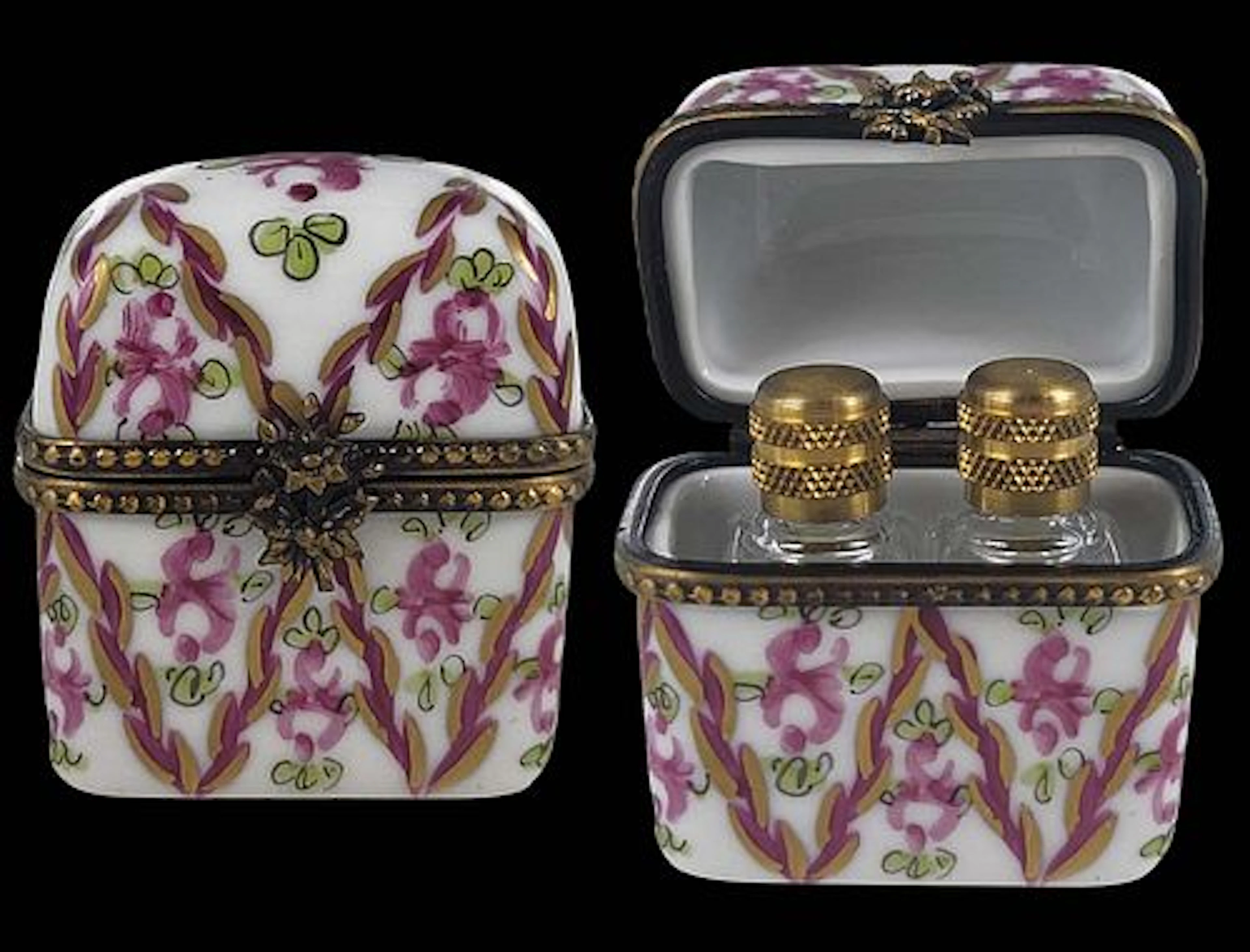 19th C. Limoges France Scented Perfume Porcelain Bottle