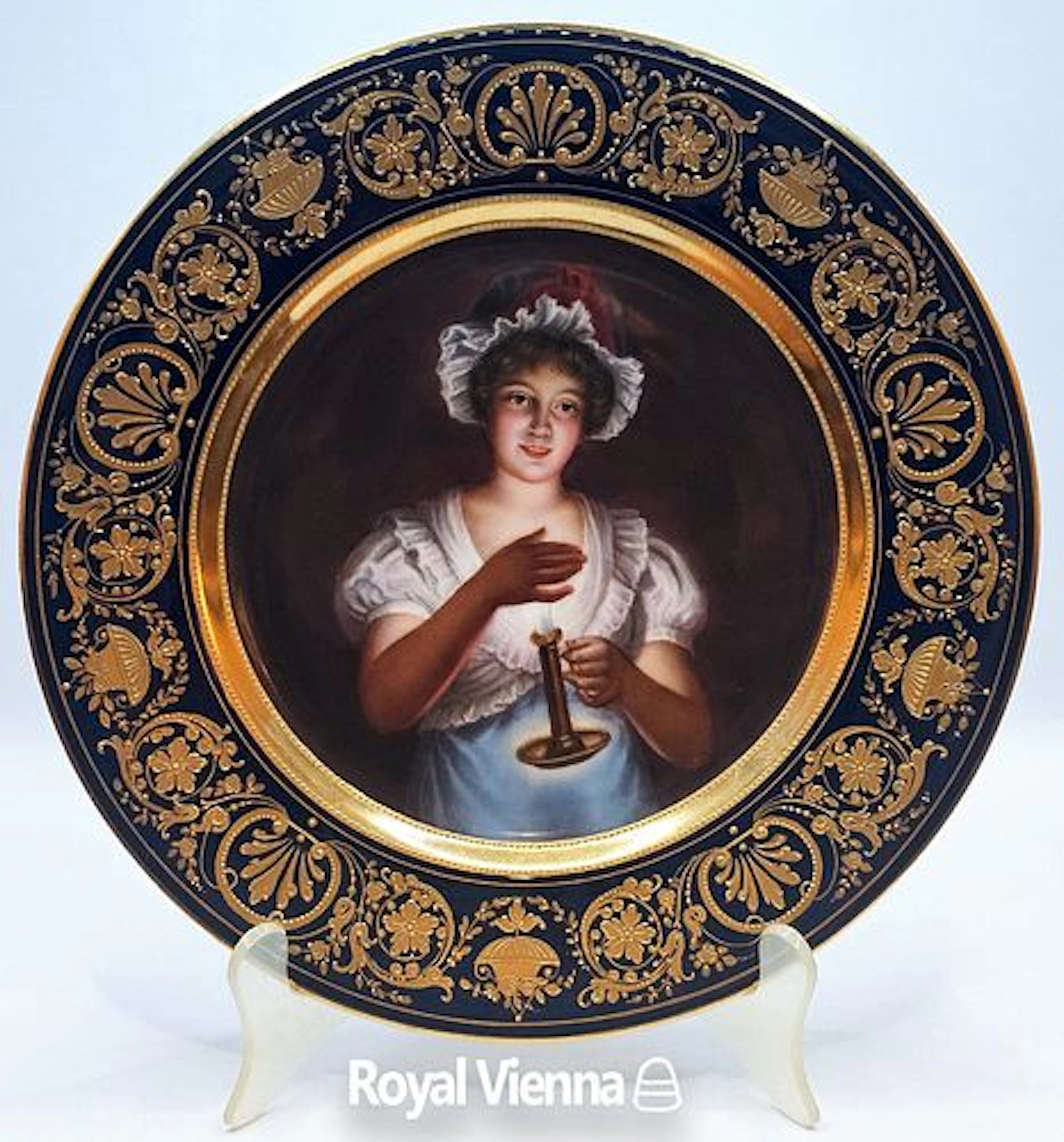 19th C. Royal Vienna Porcelain 'Girl With A Candlestick' Portrait Plate