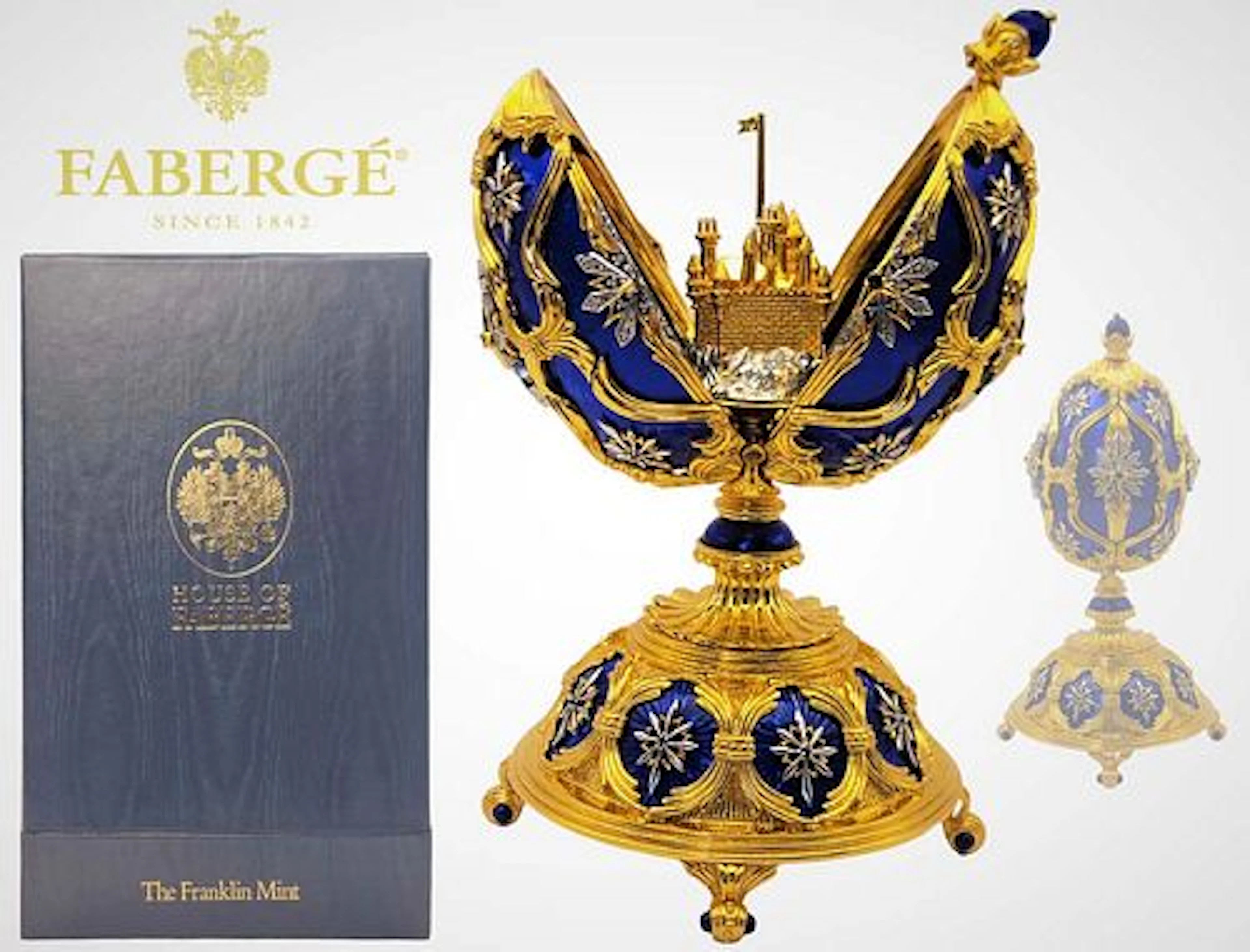 925 Sterling Silver Faberge The Star Of The North Jeweled Egg