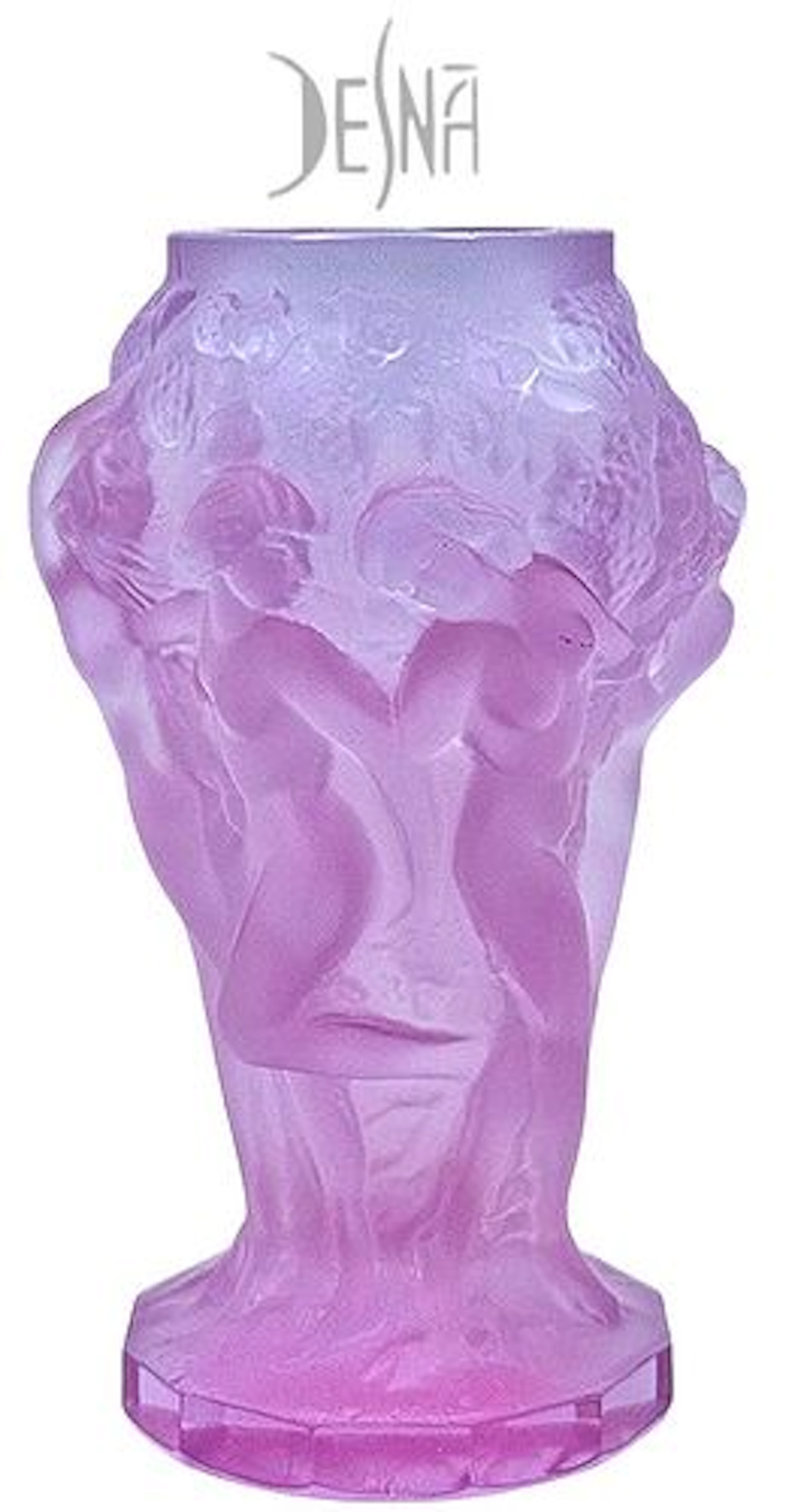 Vintage Bohemian Desna Nude Angels, Purple Crystal Vase