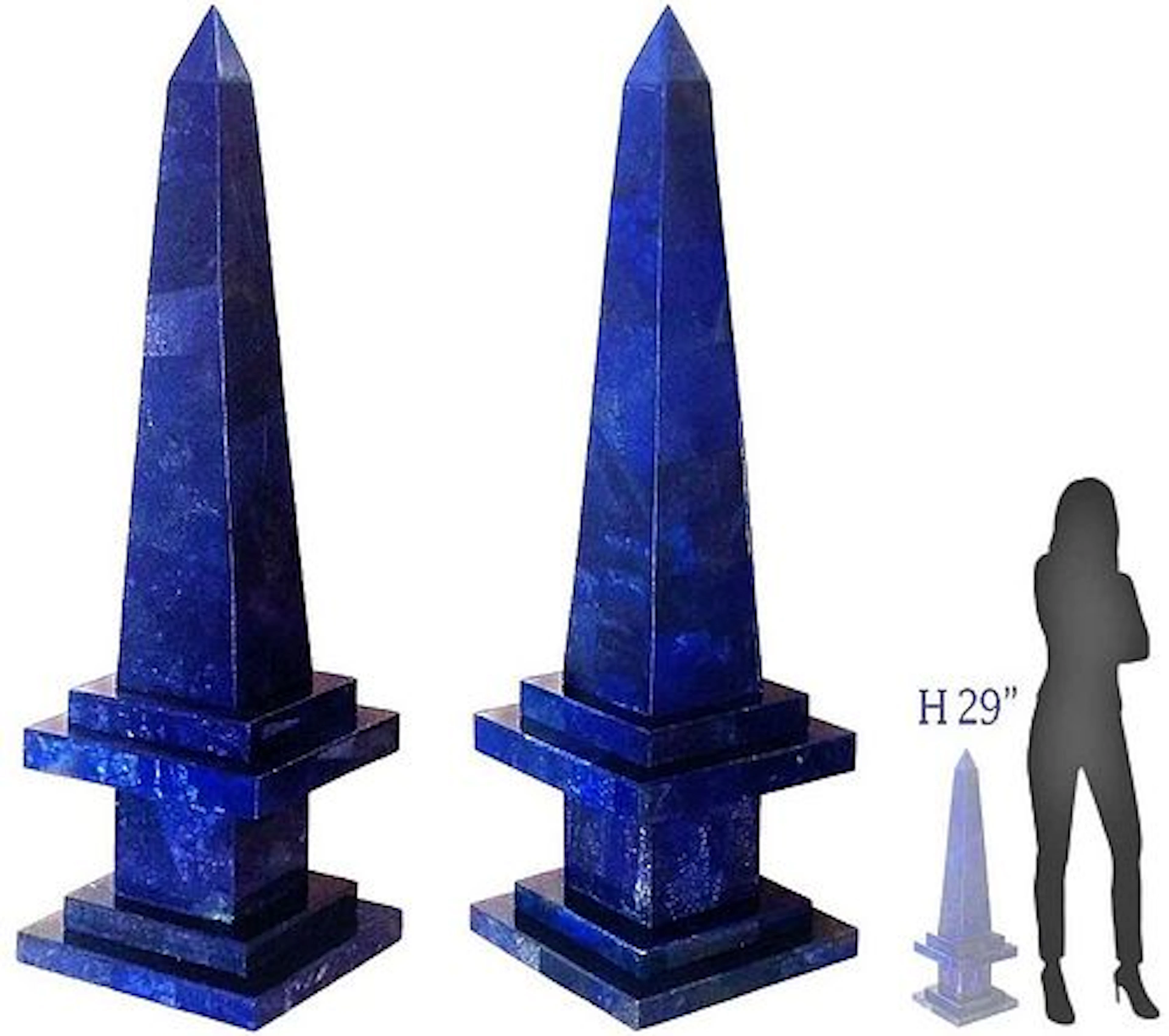 Large Pair Of Lapis Lazuli Obelisk