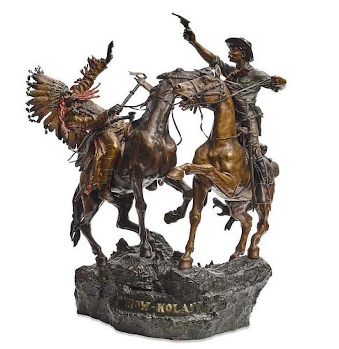 Carl Kauba (1865-1922) "How-Kola!" Large Bronze Group