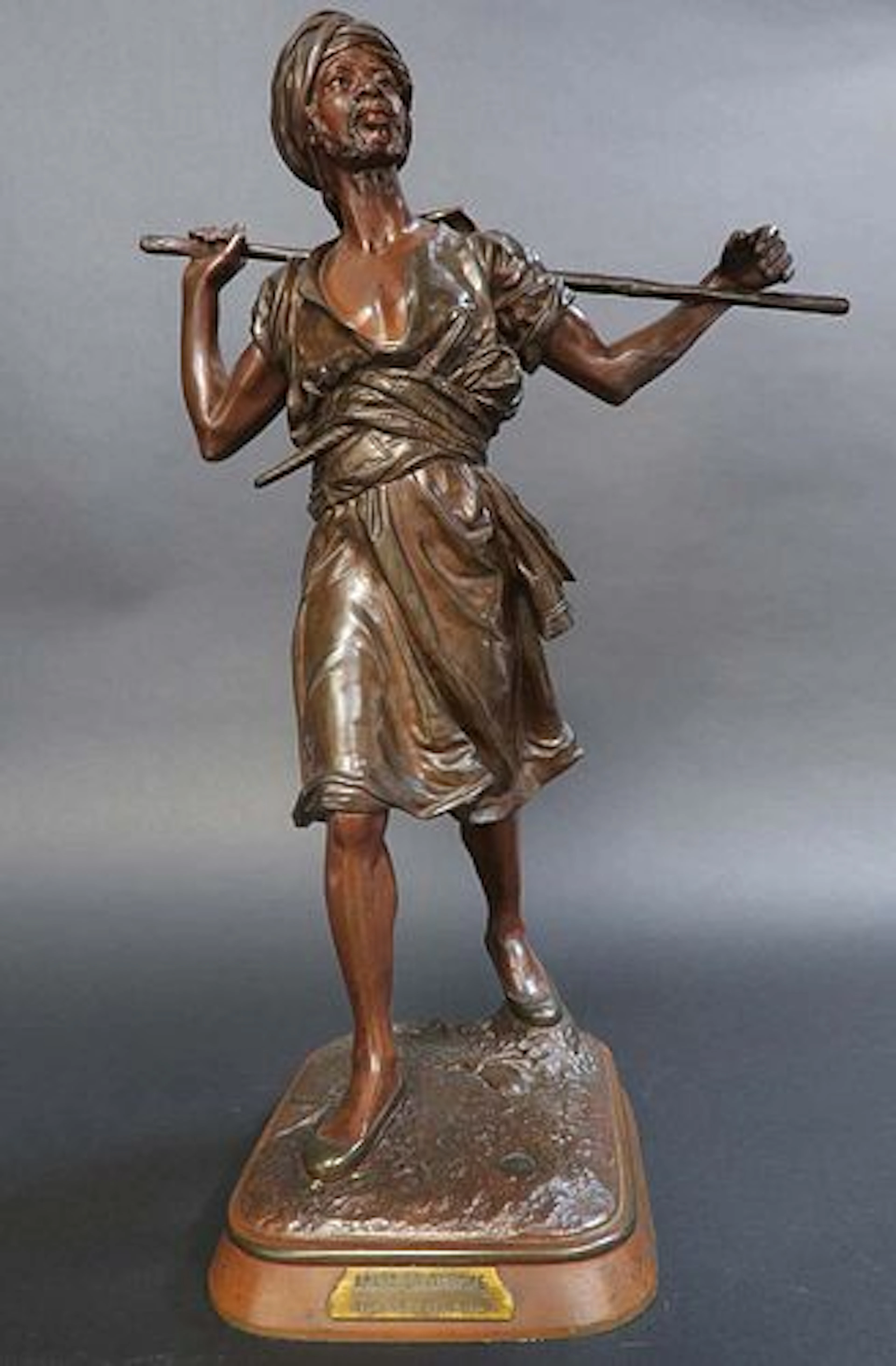 Large 19th C. French Orientalist Statue Pinedo Arabe En Marche