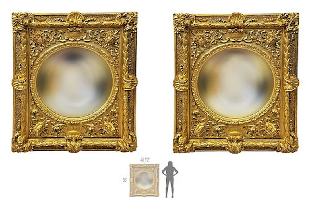 Pair Of Monumental 19th C. Figural Renaissance Revival Carved Gilded Mirrors