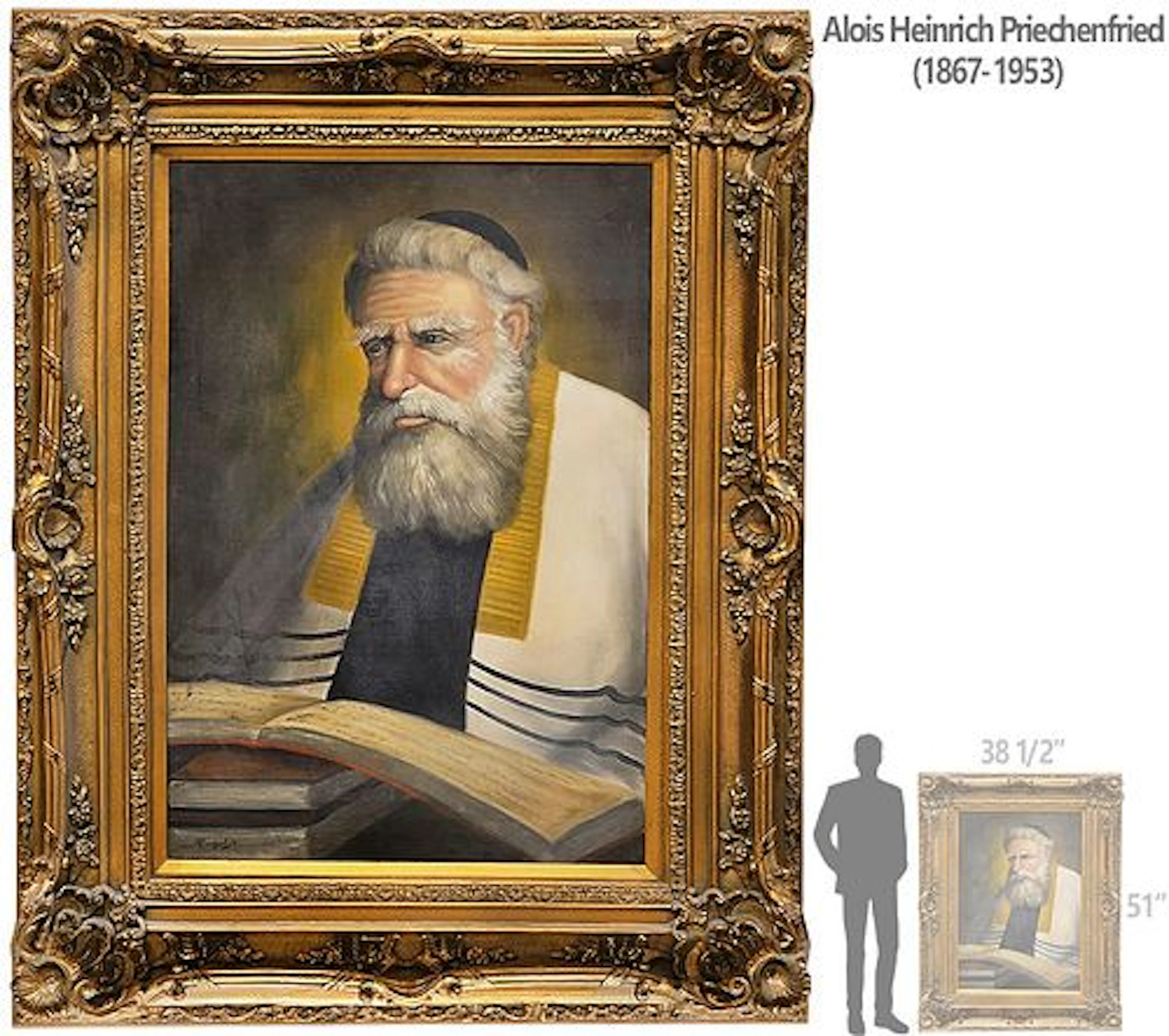 Large 19th C. Austrian Alois Heinrich Priechenfried Judaica Oil On